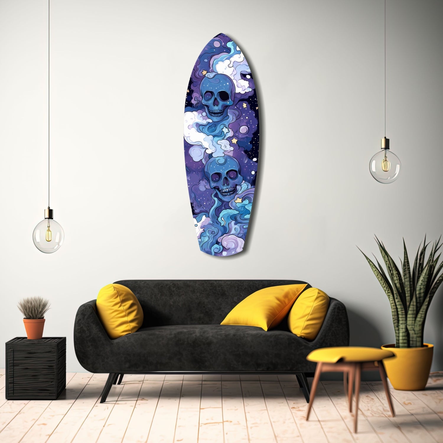 Midnight Skull Nocturnal Shadows Glass Wall Art.