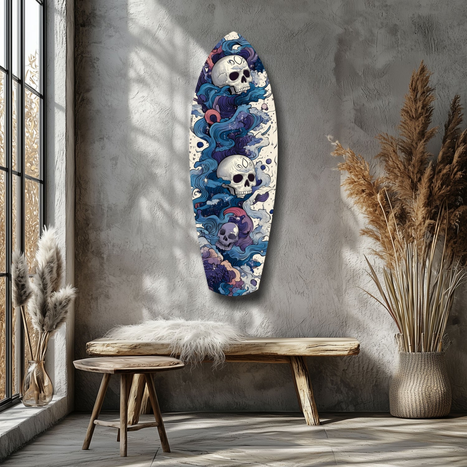 Midnight Skull Nocturnal Shadows Glass Wall Art.