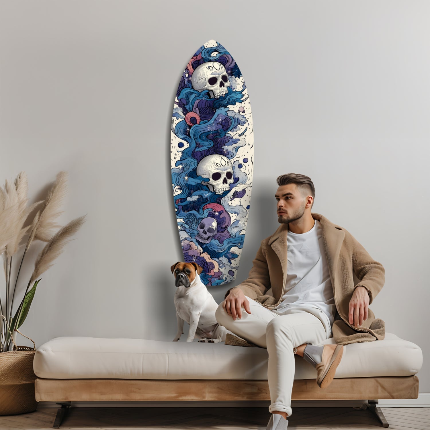 Midnight Skull Nocturnal Shadows Glass Wall Art.