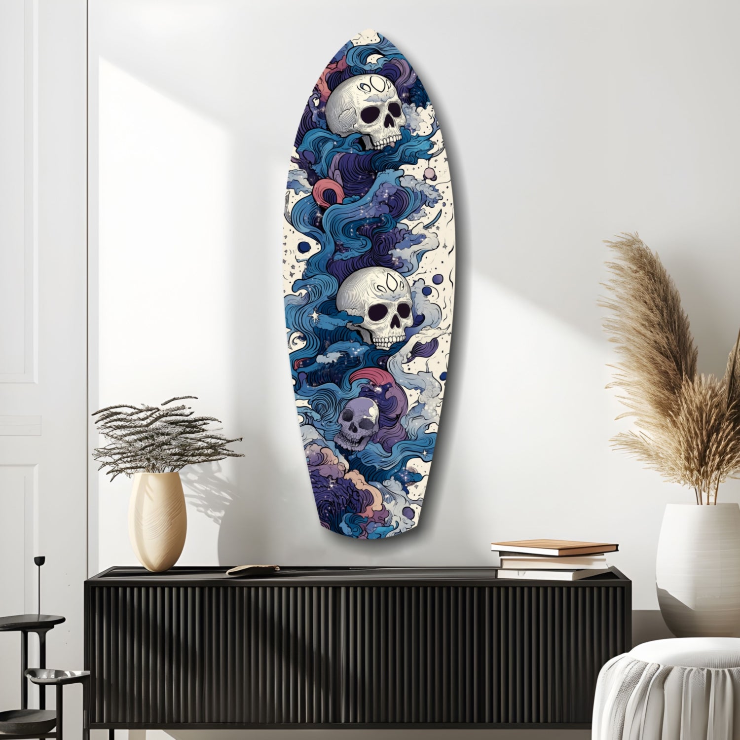 Midnight Skull Nocturnal Shadows Glass Wall Art.
