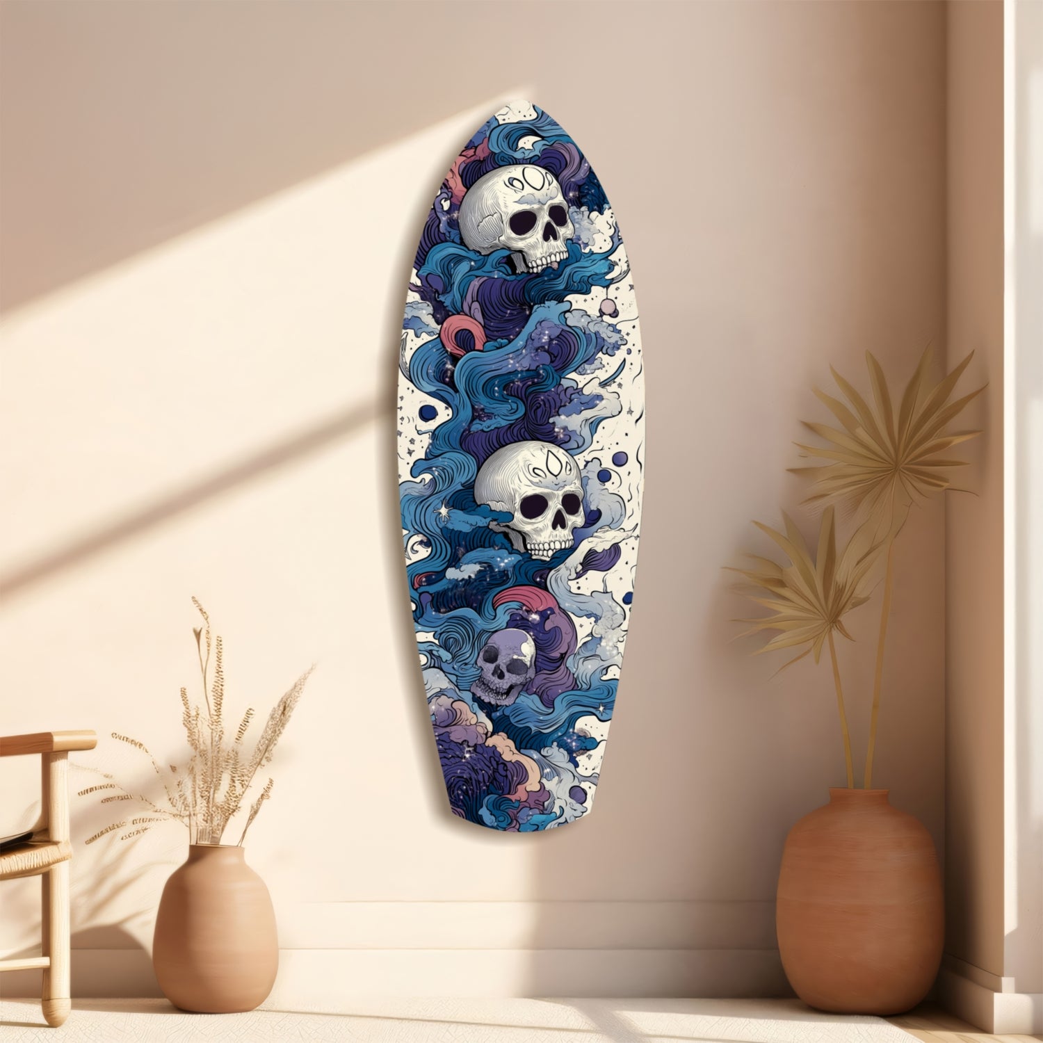 Midnight Skull Nocturnal Shadows Glass Wall Art.