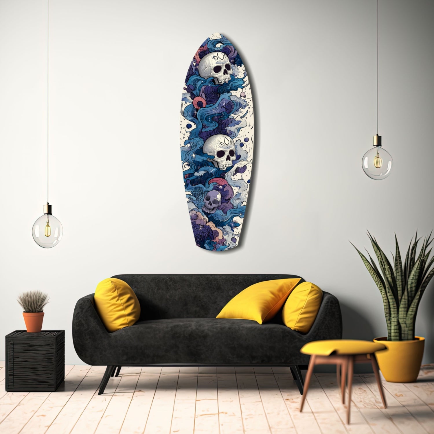 Midnight Skull Nocturnal Shadows Glass Wall Art.