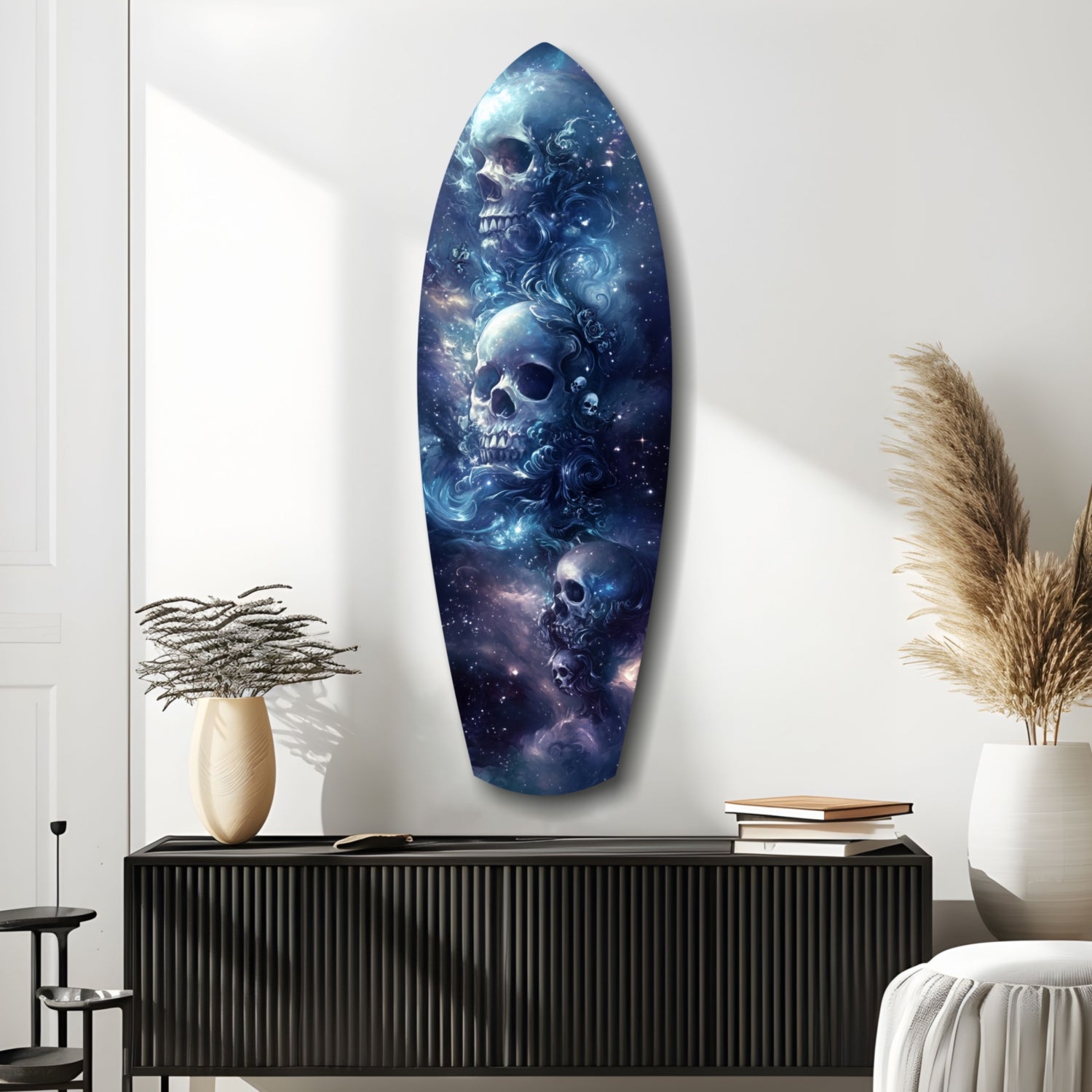 Midnight Skull Nocturnal Shadows Glass Wall Art.