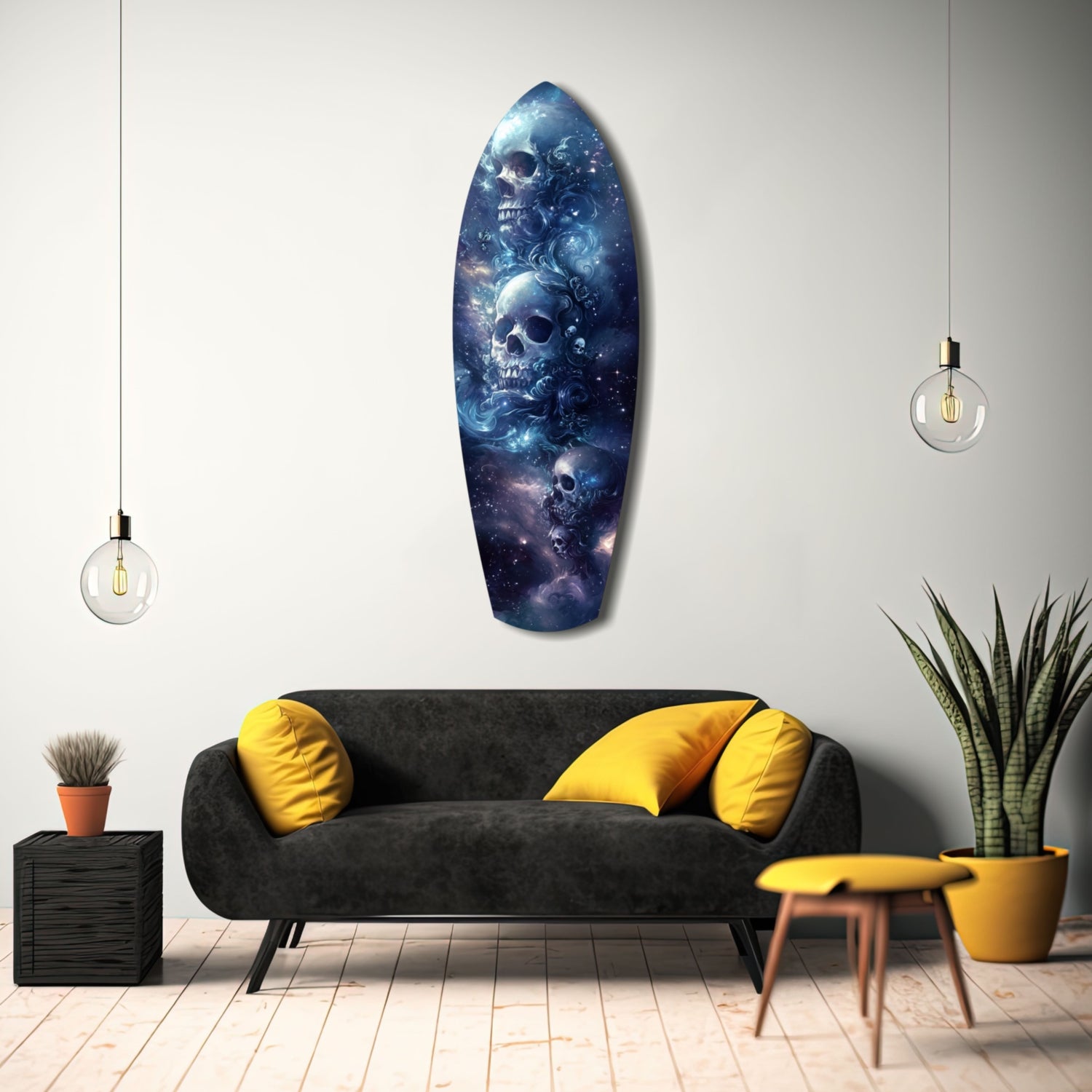 Midnight Skull Nocturnal Shadows Glass Wall Art.