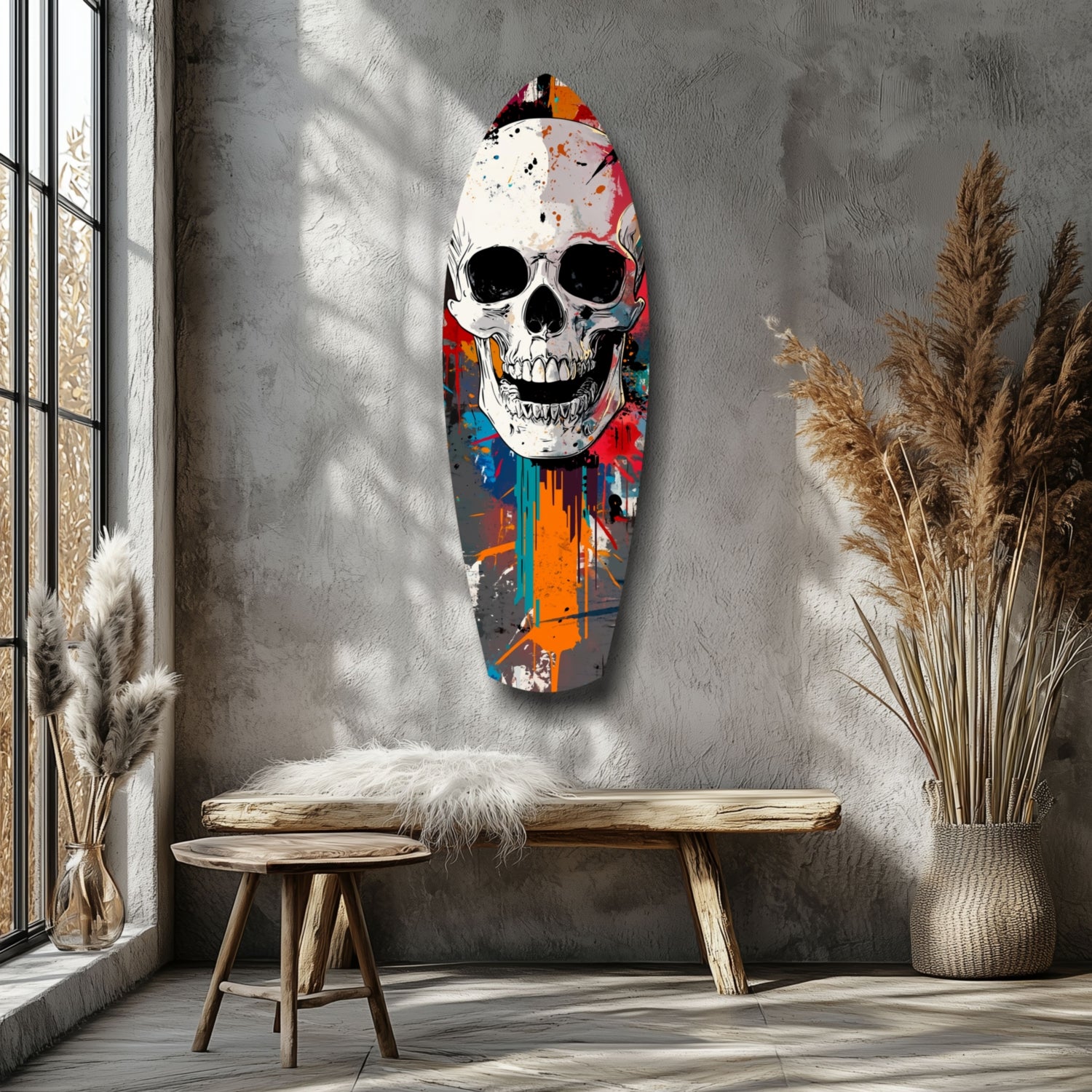 Skull in the Street Art Glass Wall Art.