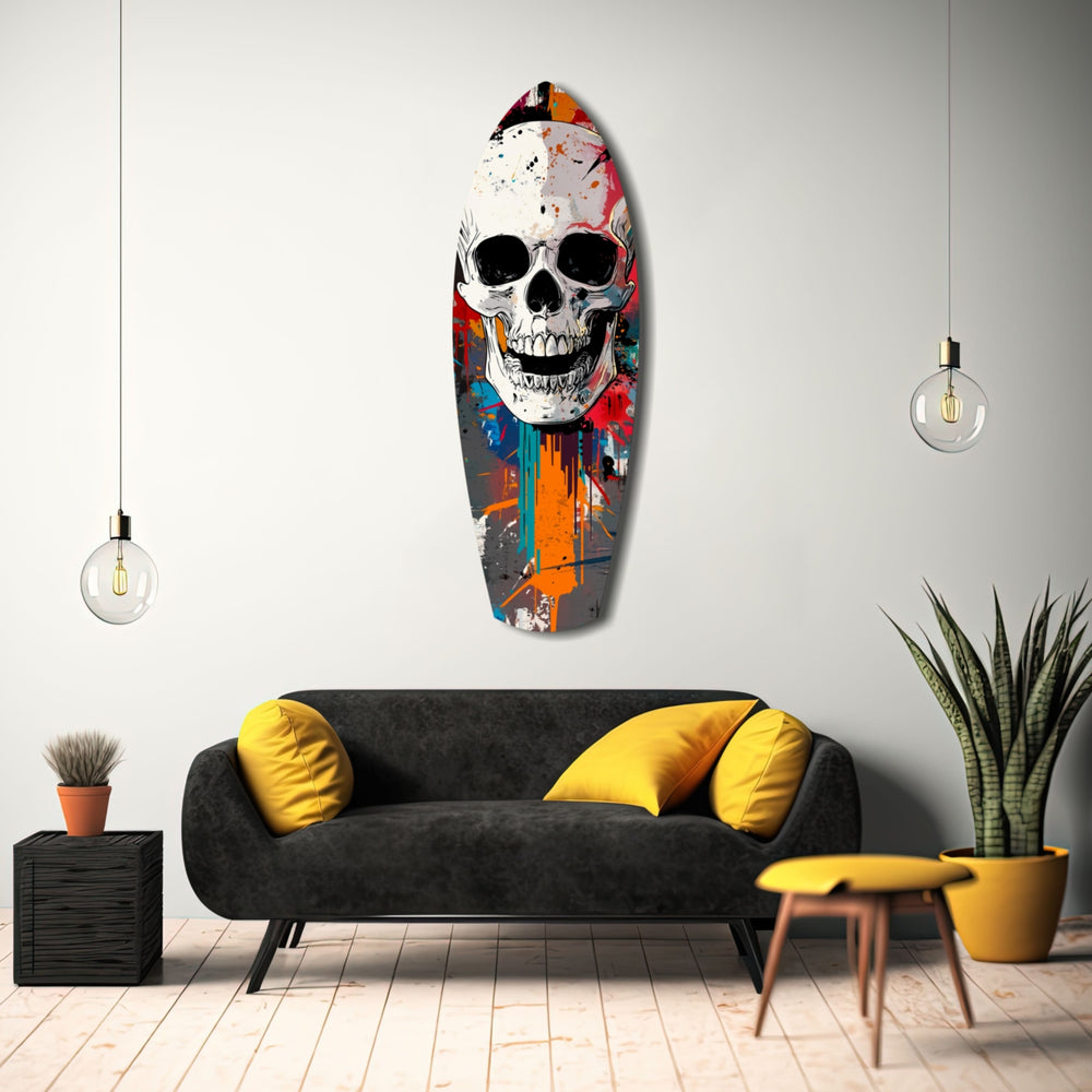 Skull in the Street Art Glass Wall Art.