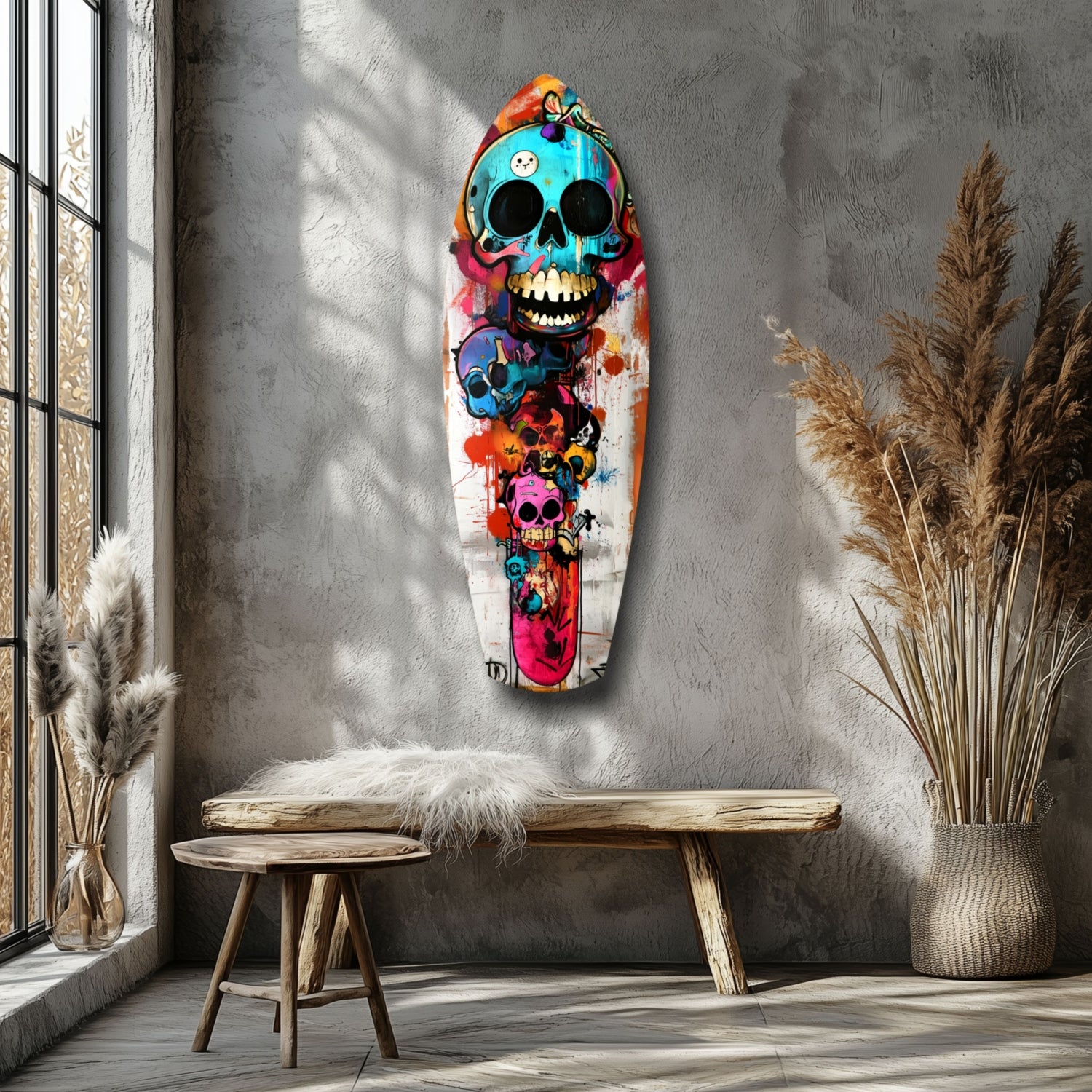 Street Soul Graffiti Skulls Glass Wall Art.