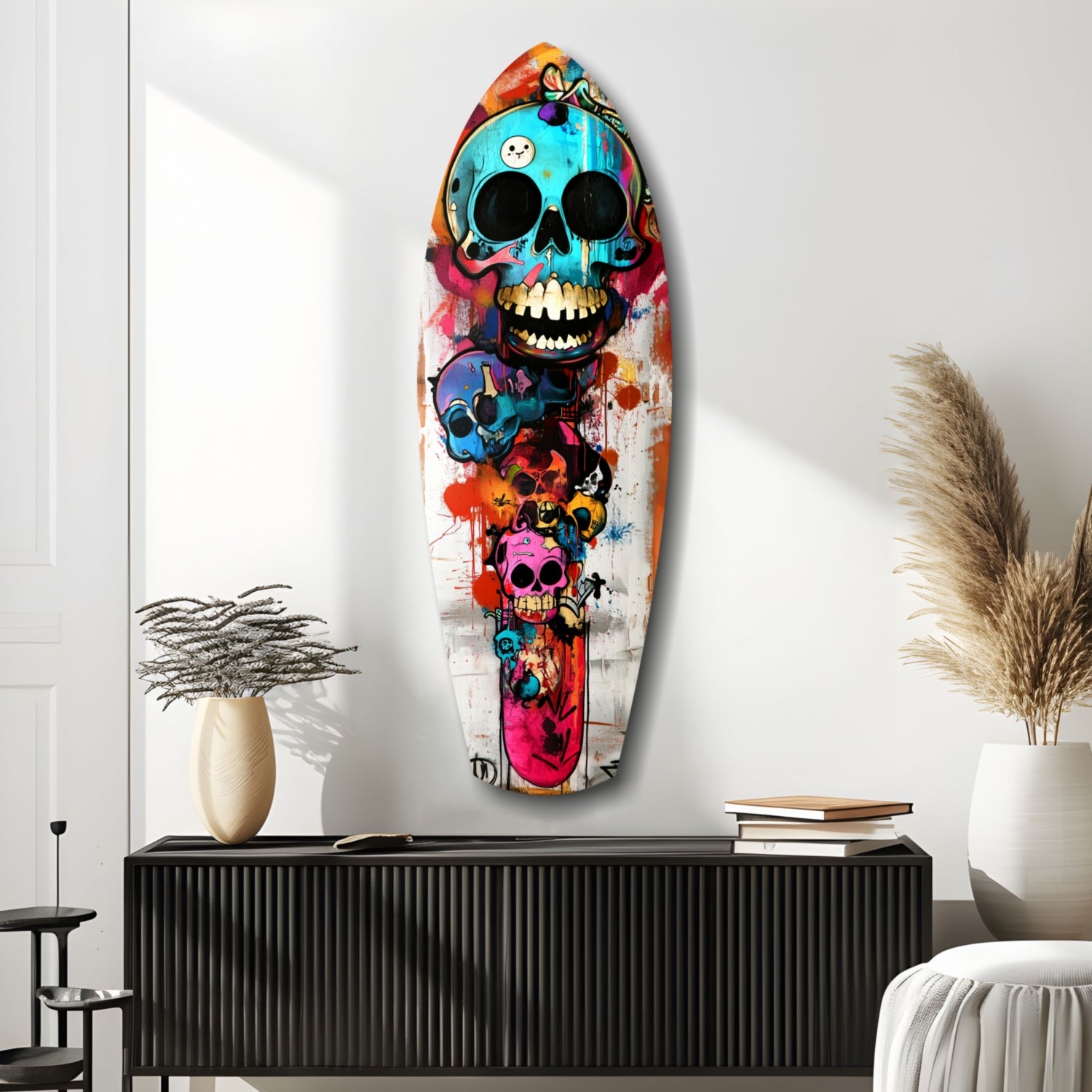 Street Soul Graffiti Skulls Glass Wall Art.