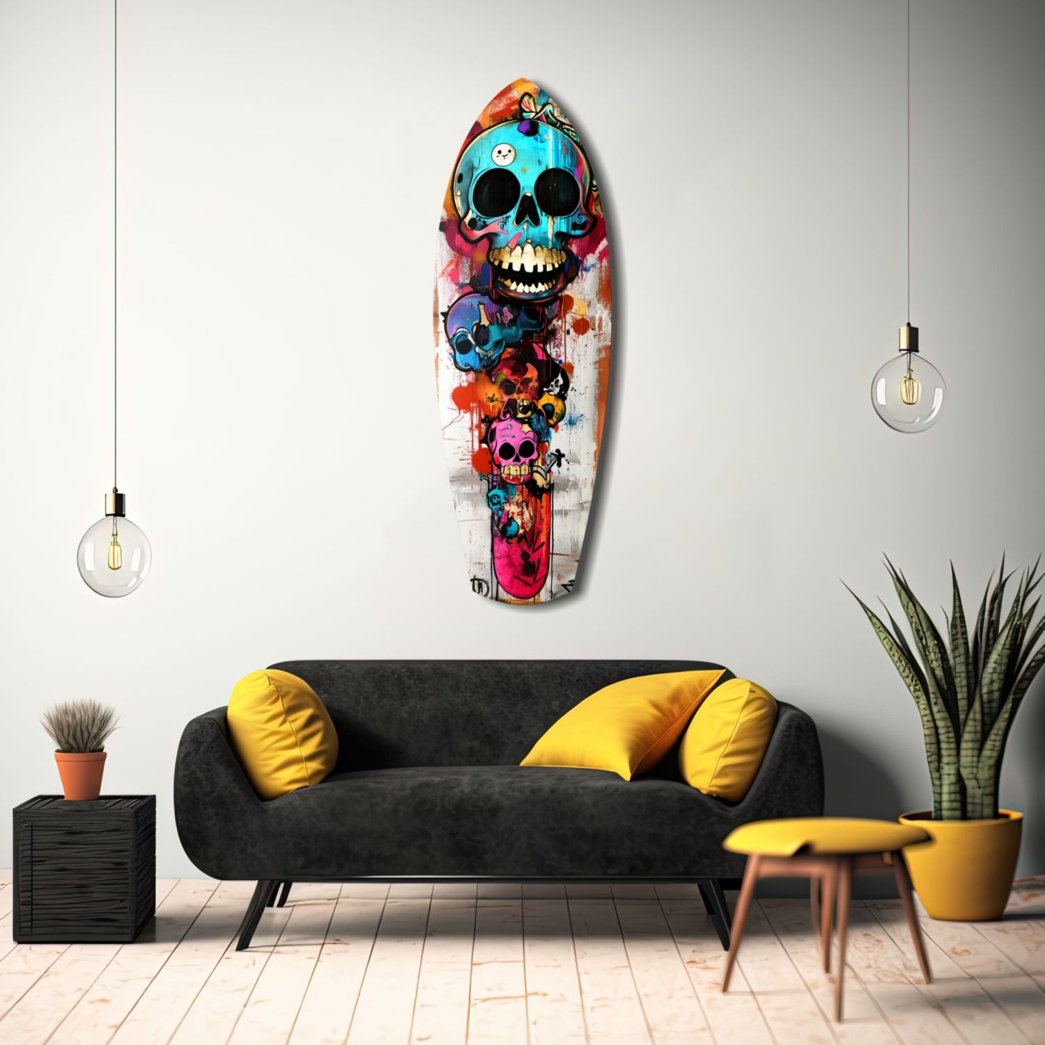 Street Soul Graffiti Skulls Glass Wall Art.