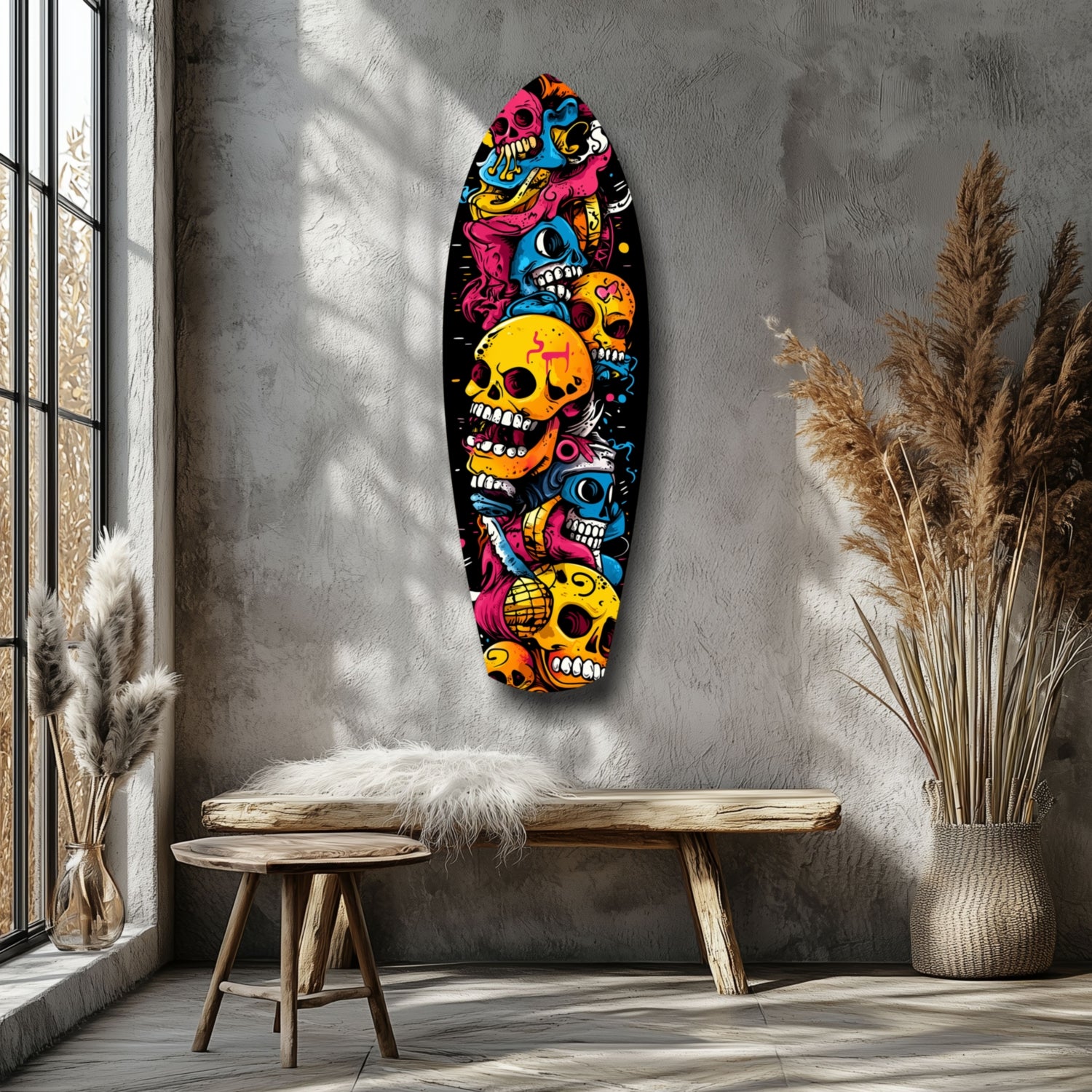 Street Soul Graffiti Skulls Glass Wall Art.