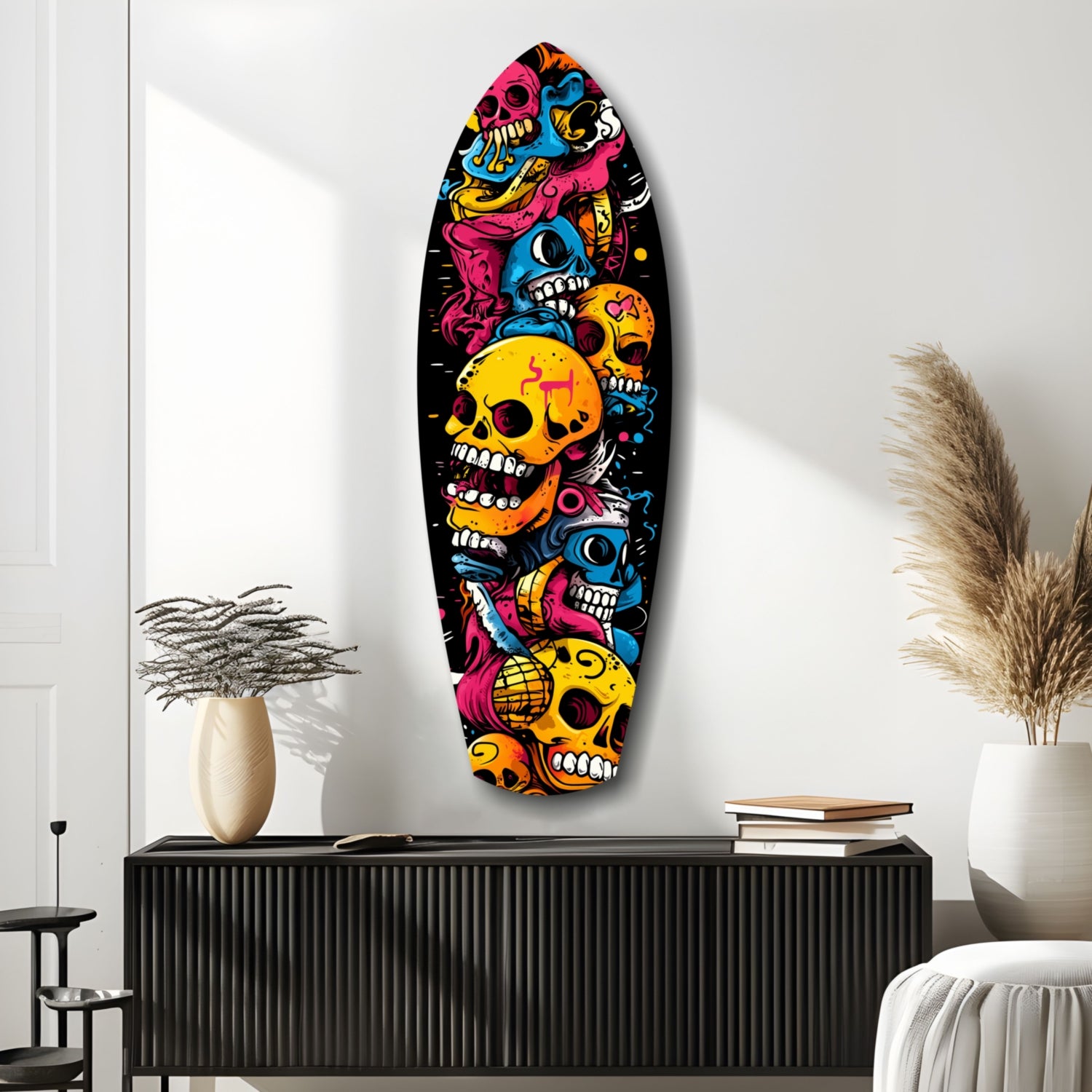 Street Soul Graffiti Skulls Glass Wall Art.