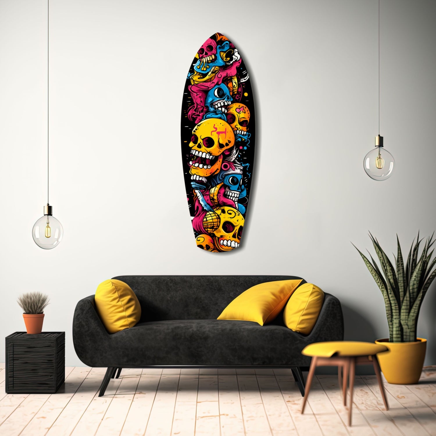 Street Soul Graffiti Skulls Glass Wall Art.