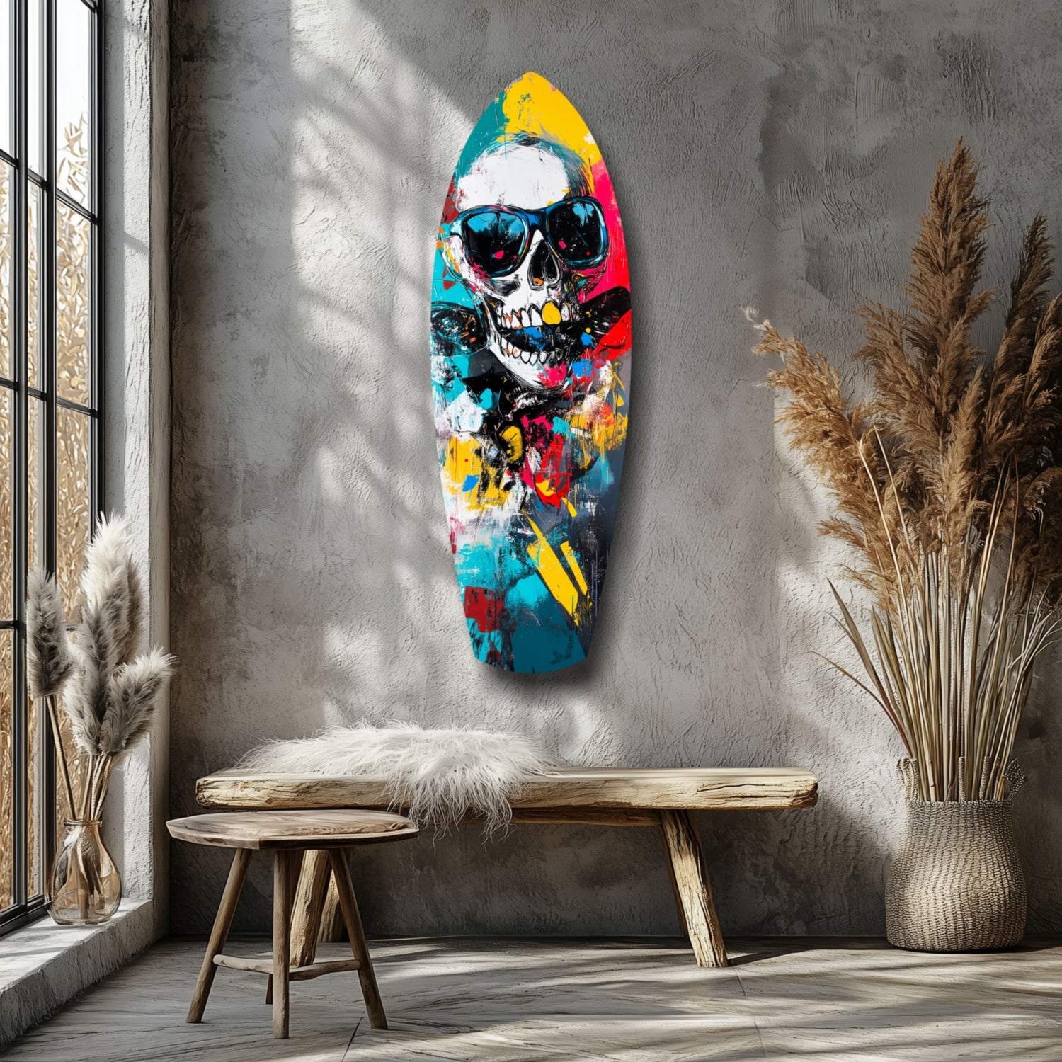 Street Soul Graffiti Skulls Glass Wall Art.