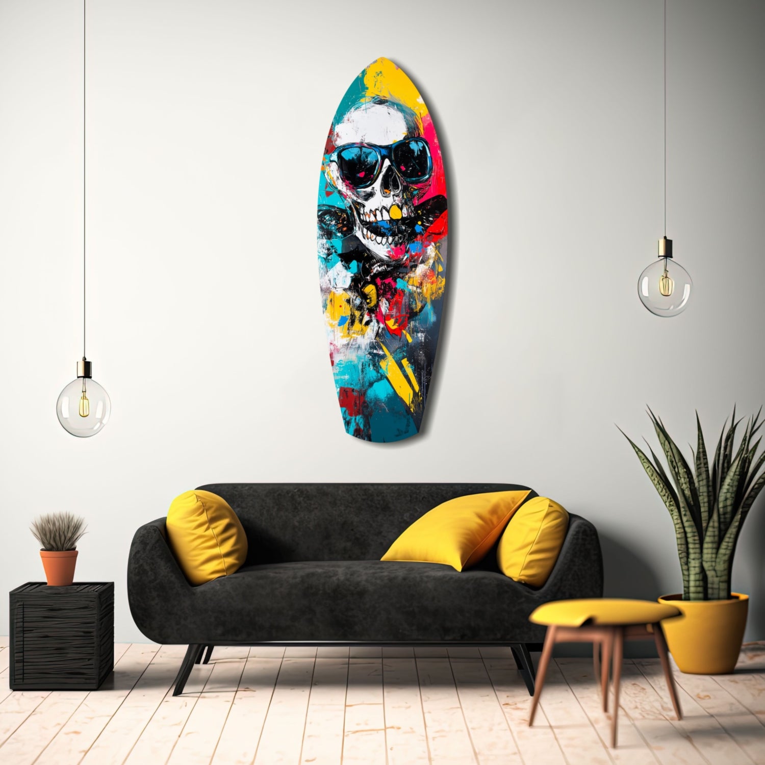 Street Soul Graffiti Skulls Glass Wall Art.