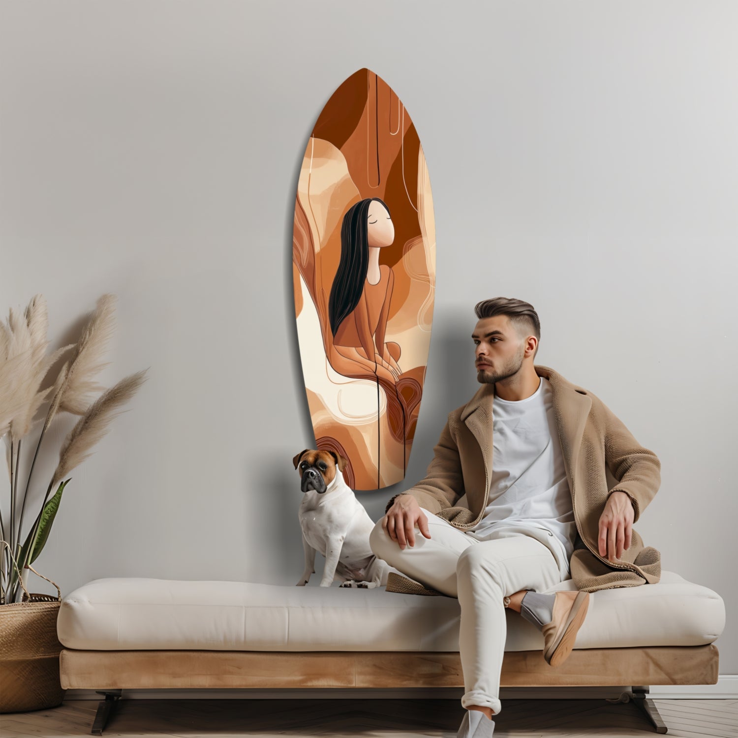 Listening the Waves Glass Wall Art.