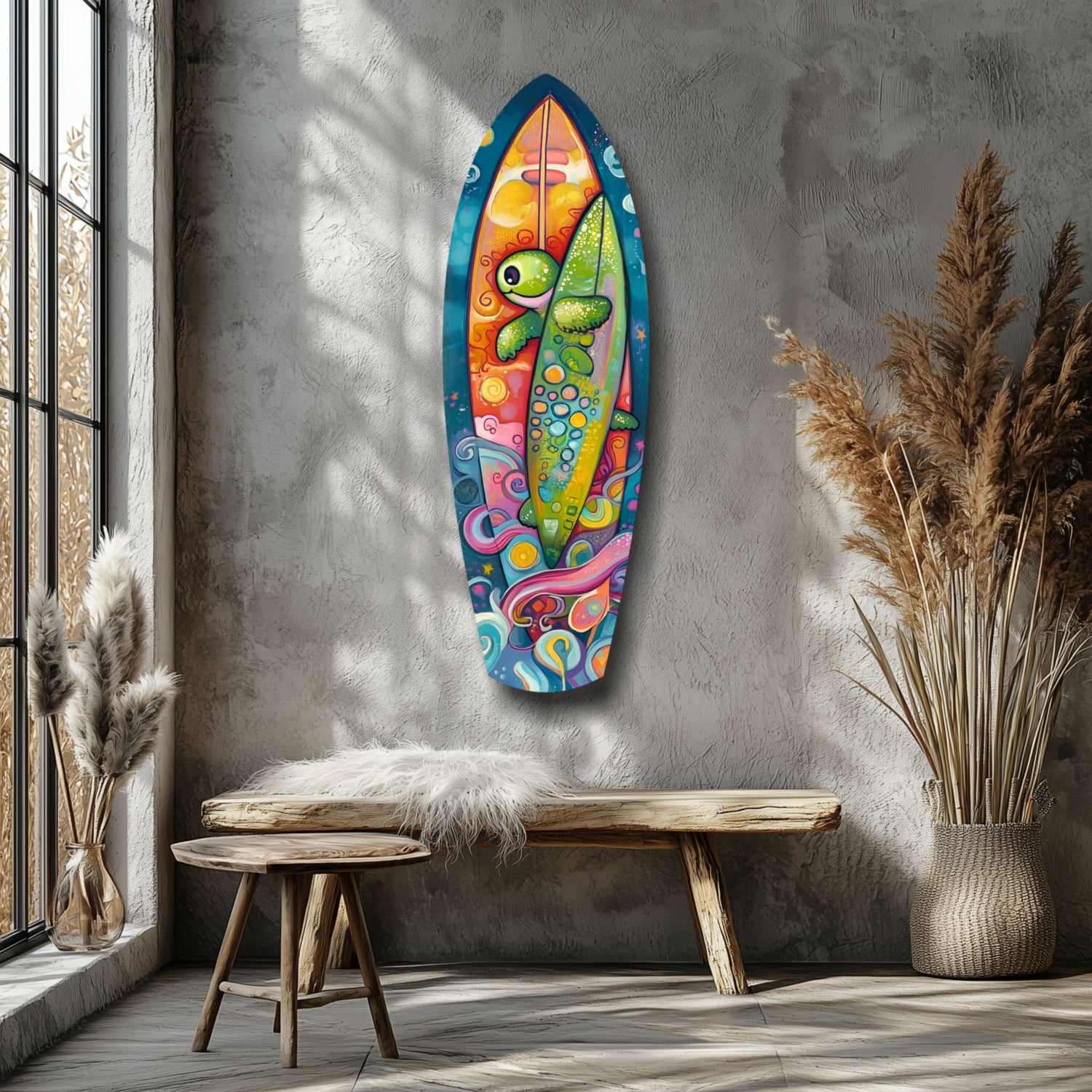 Surfer Caretta Glass Wall Art.