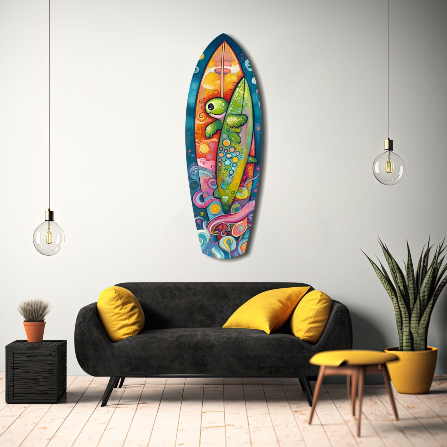 Surfer Caretta Glass Wall Art.