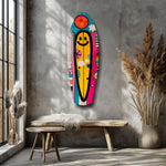 Smiley Surfing Glass Wall Art.