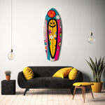 Smiley Surfing Glass Wall Art.