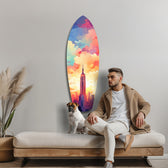 Golden Skyline Glass Wall Art.