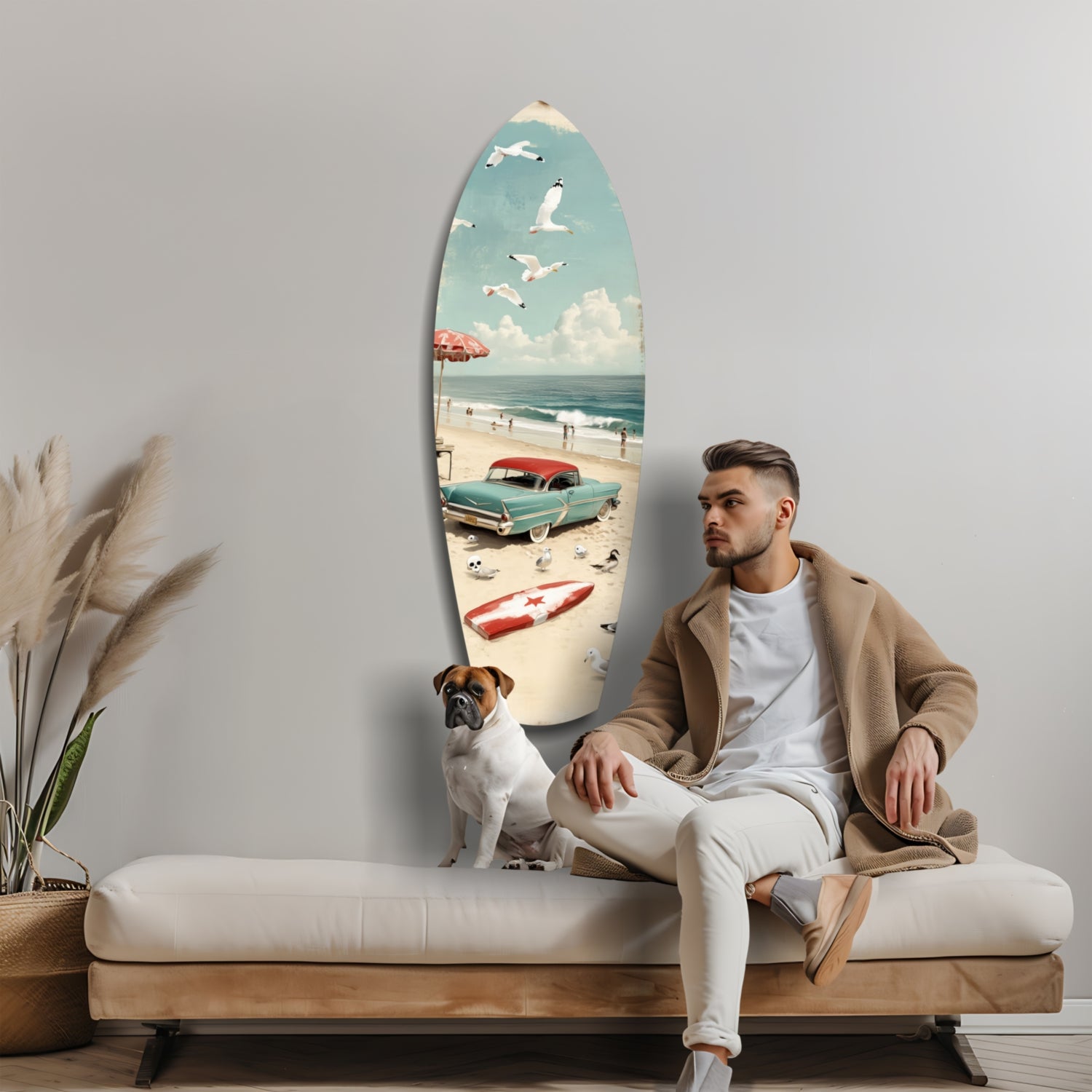 Timeless by the Sea V2 Glass Wall Art.