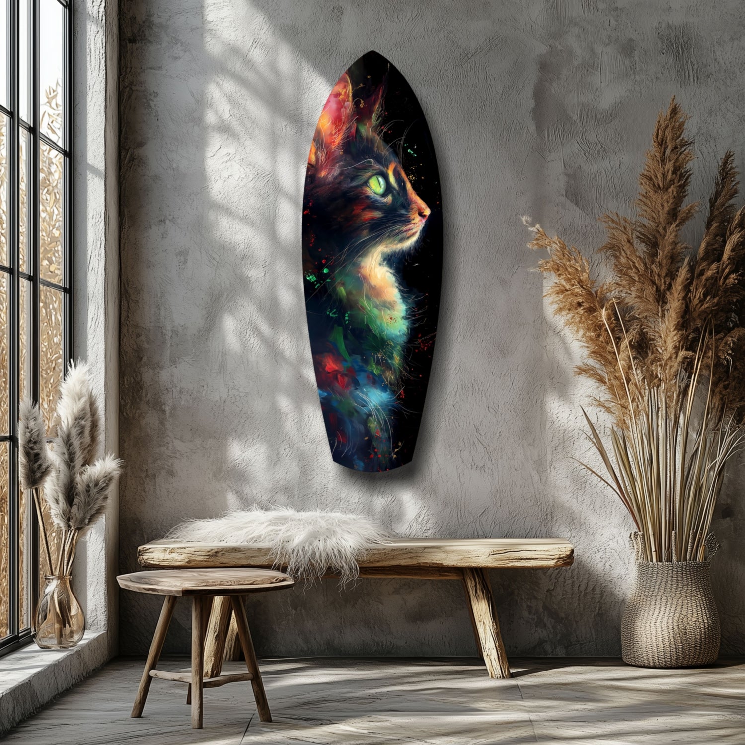 Celestial Cat Glass Wall Art.