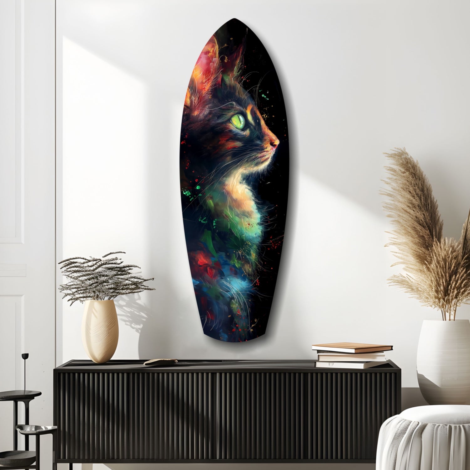 Celestial Cat Glass Wall Art.