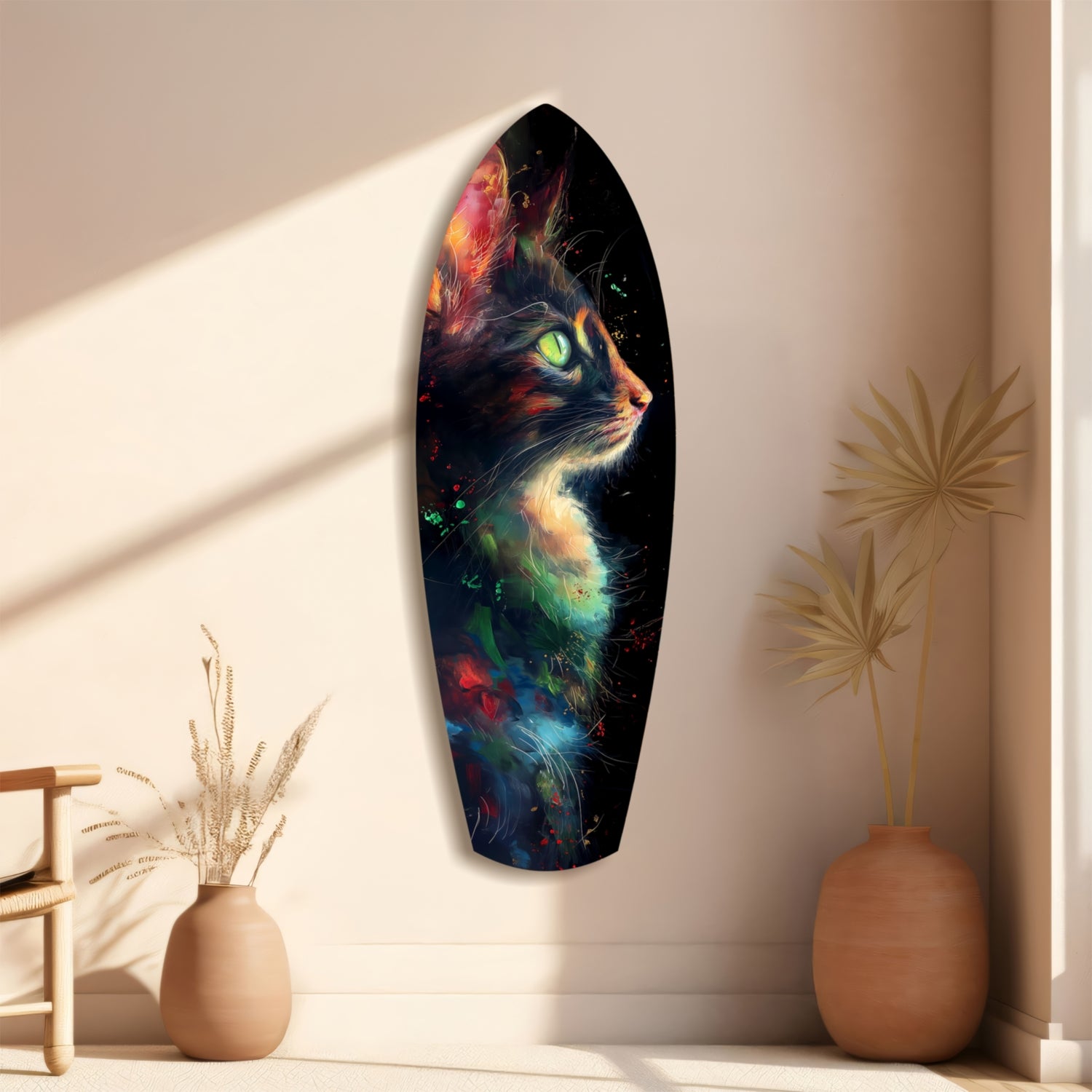 Celestial Cat Glass Wall Art.