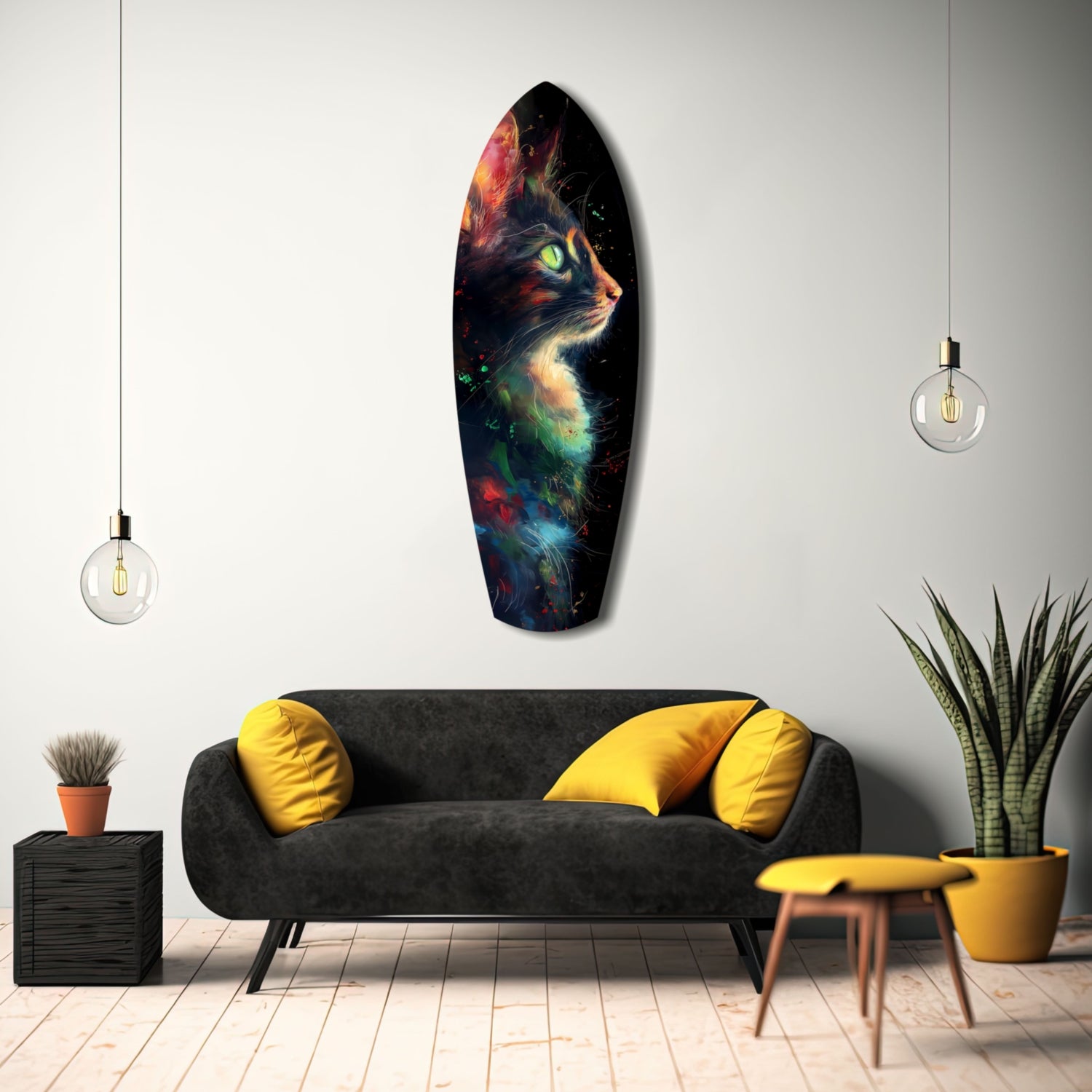 Celestial Cat Glass Wall Art.