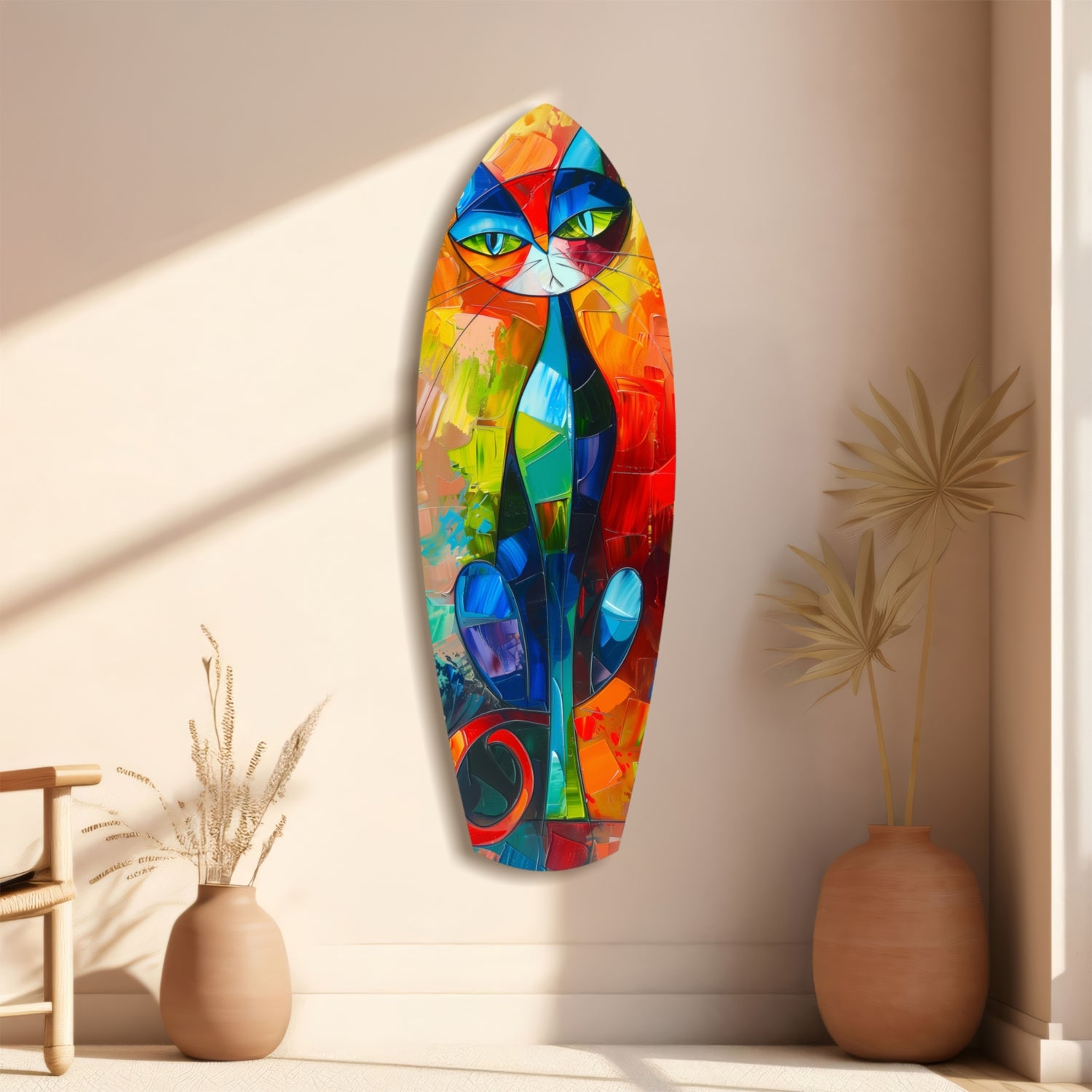 Cubic Cat Glass Wall Art.