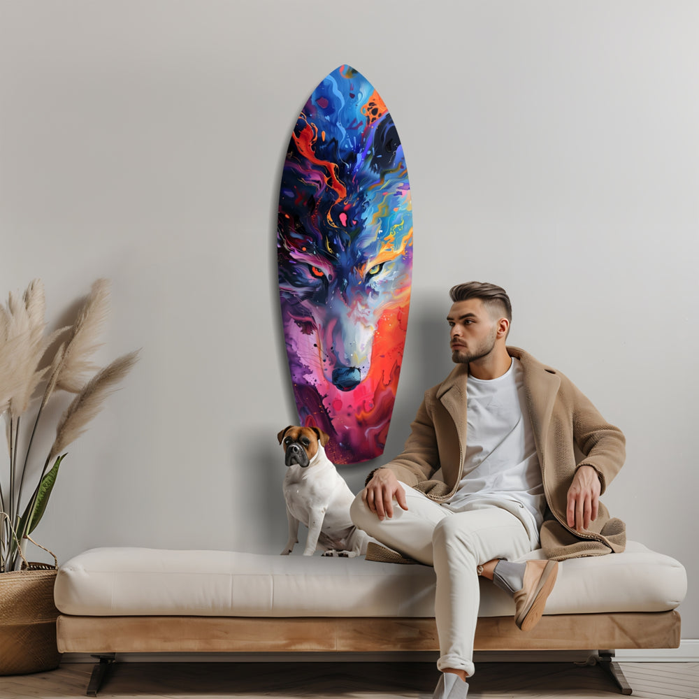 Alone Wolf V1 Glass Wall Art.