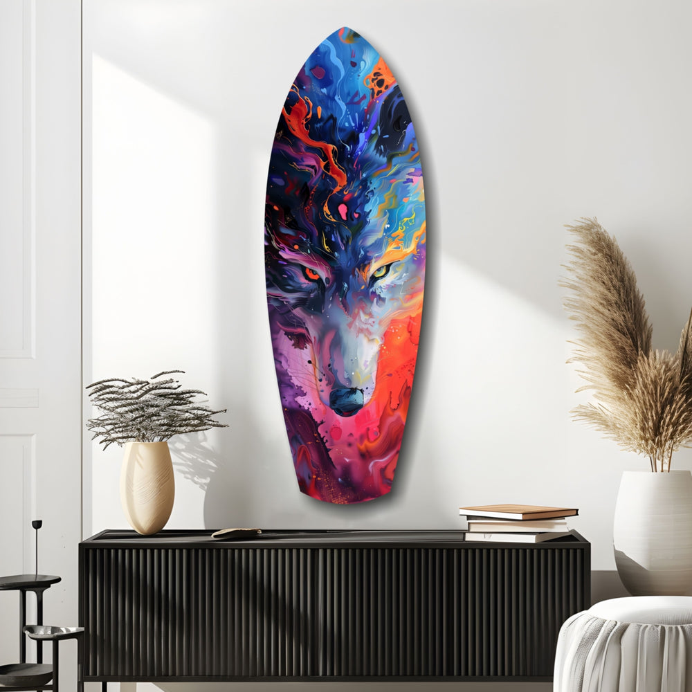 Alone Wolf V1 Glass Wall Art.