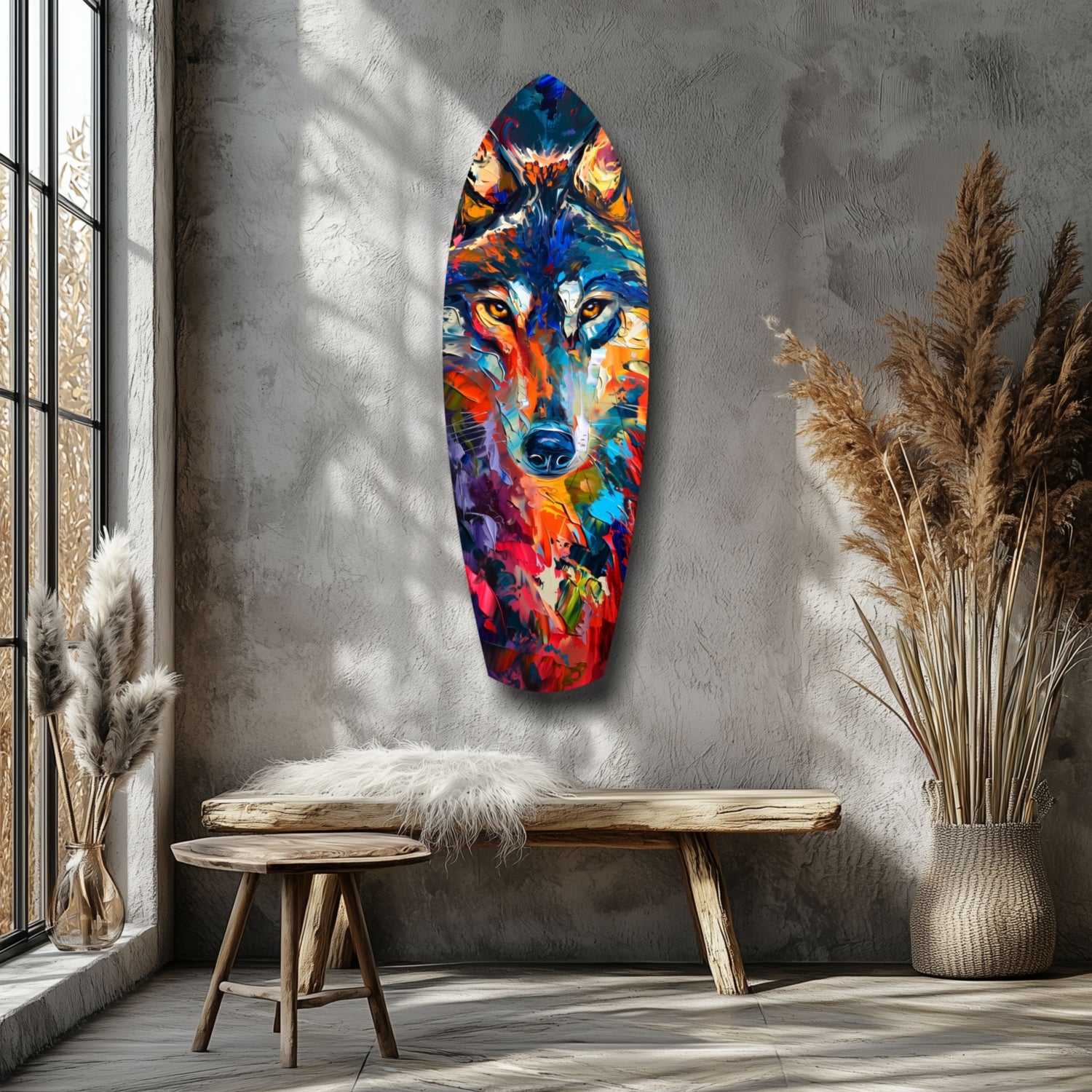 Alone Wolf V2 Glass Wall Art.