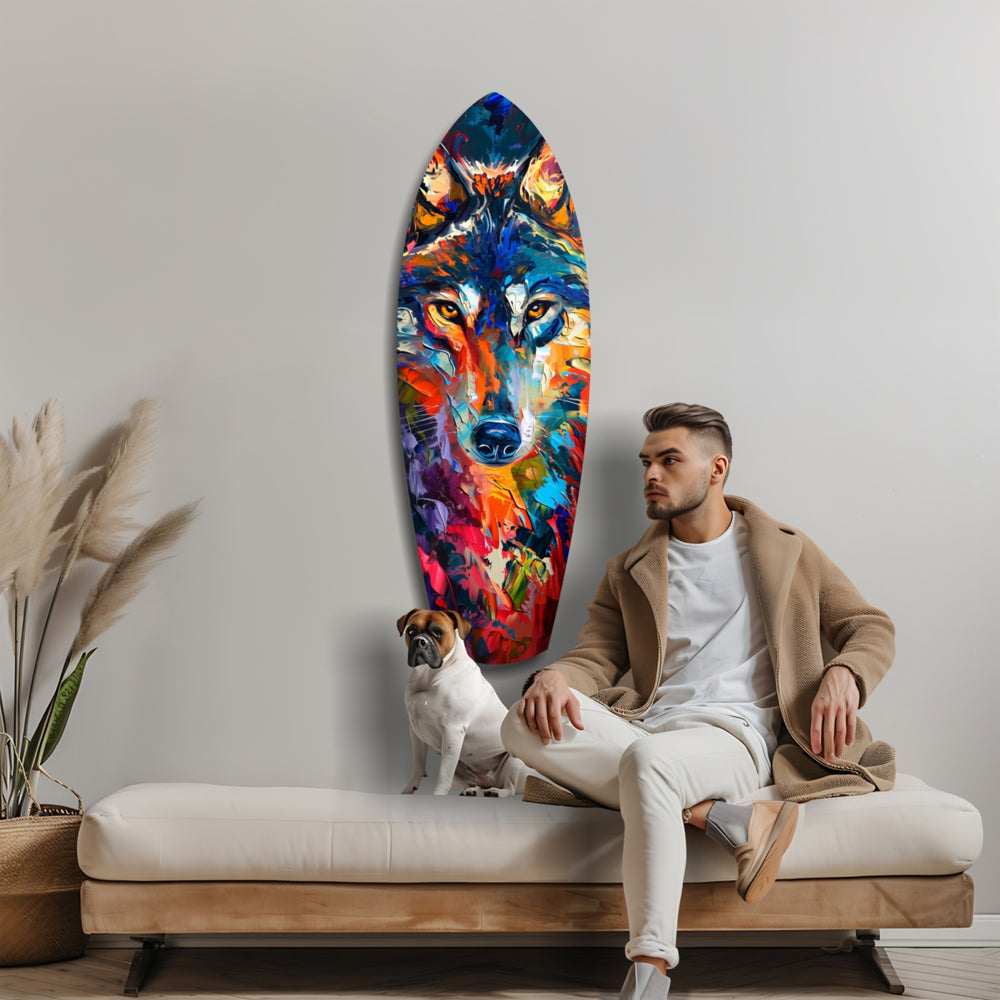 Alone Wolf V2 Glass Wall Art.