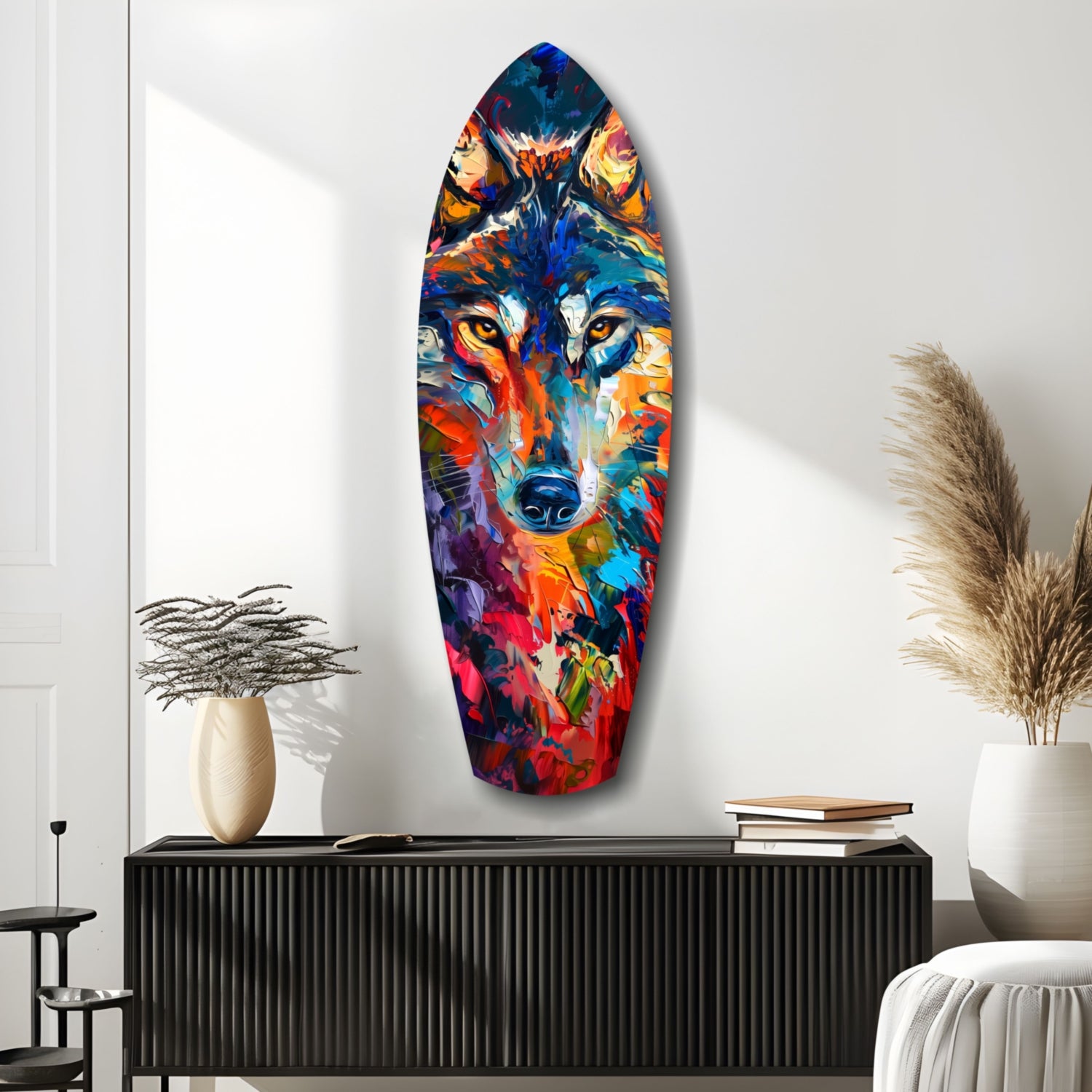 Alone Wolf V2 Glass Wall Art.