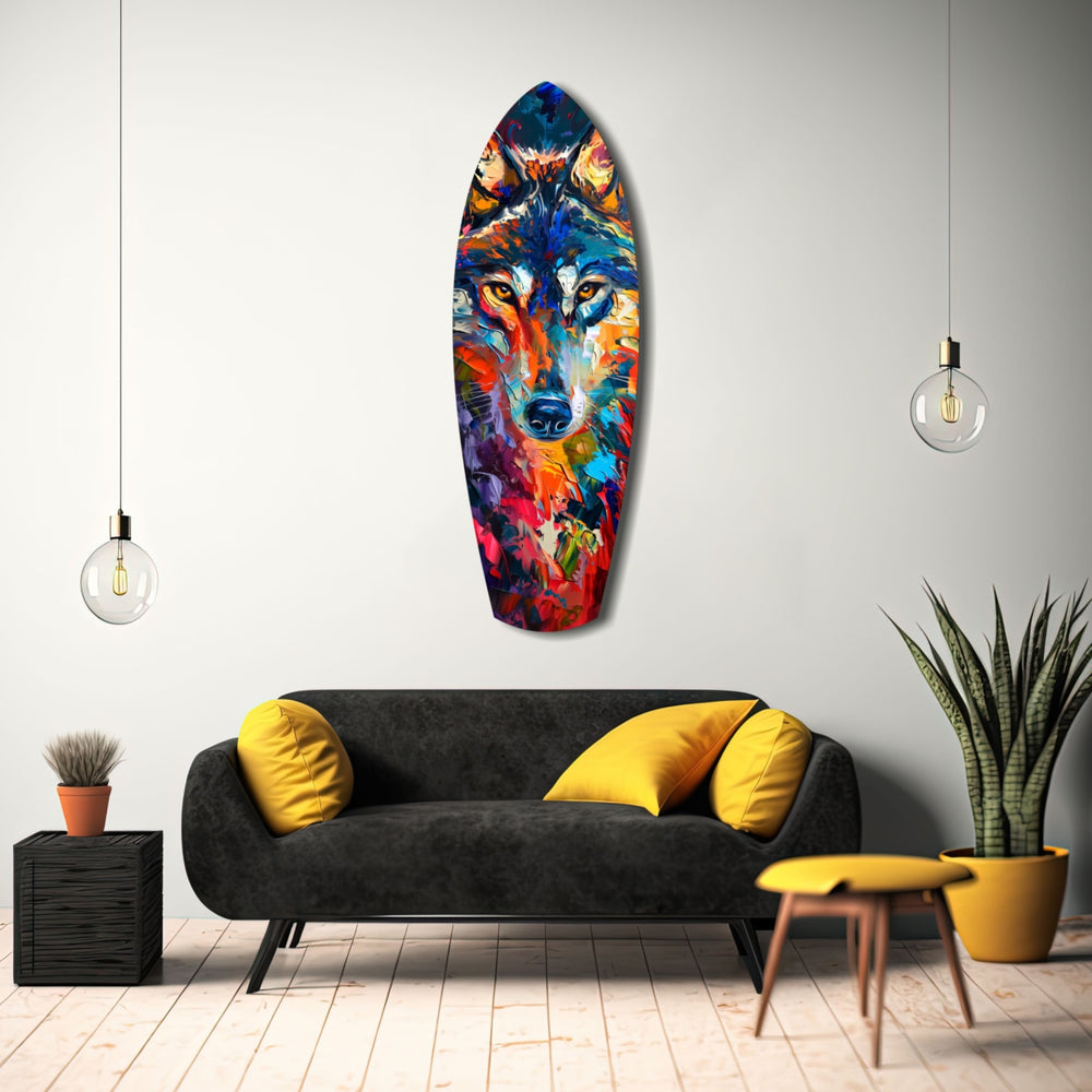 Alone Wolf V2 Glass Wall Art.