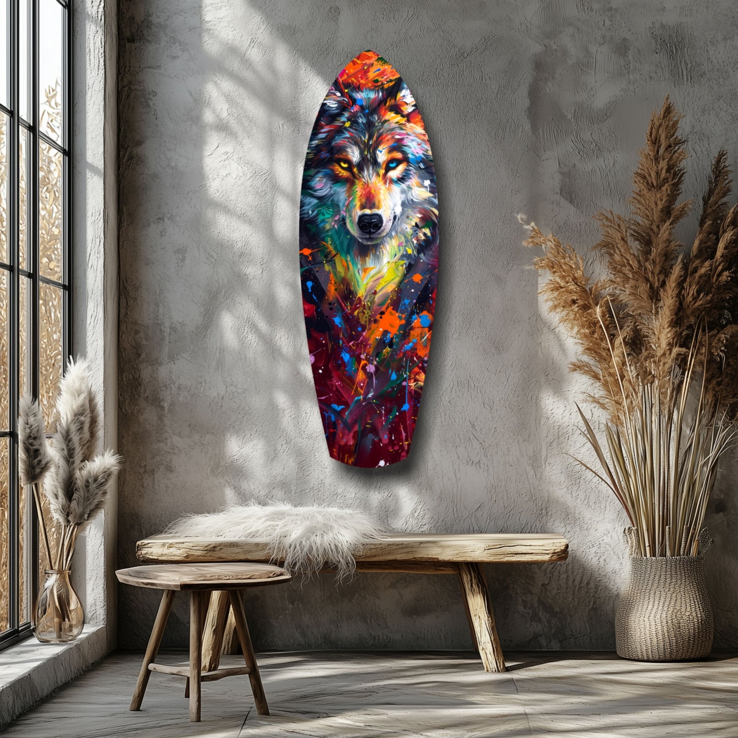 Alone Wolf V3 Glass Wall Art.
