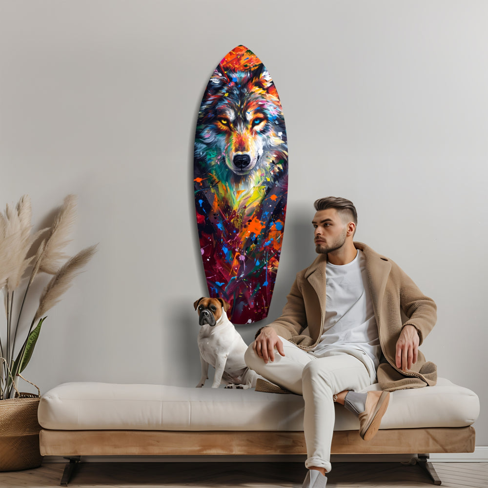 Alone Wolf V3 Glass Wall Art.