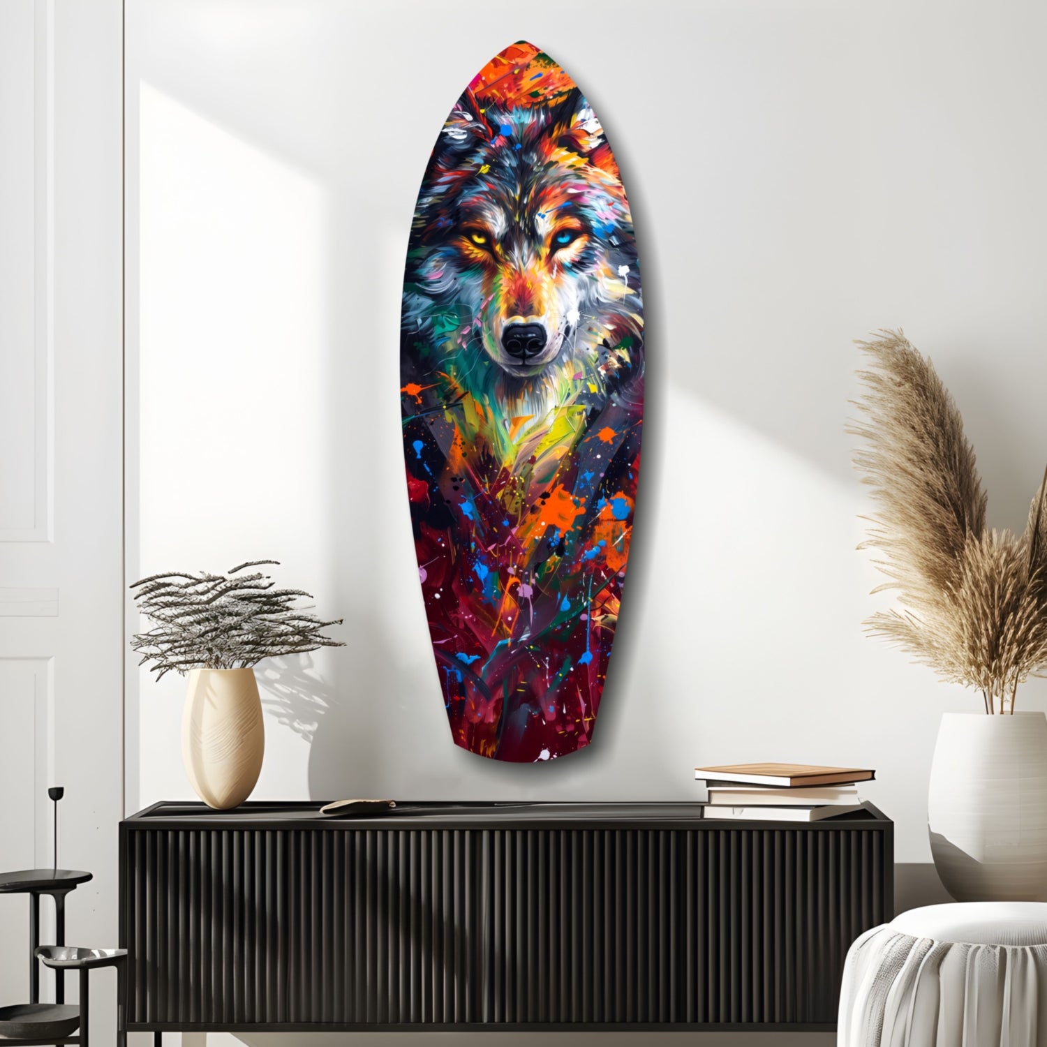 Alone Wolf V3 Glass Wall Art.