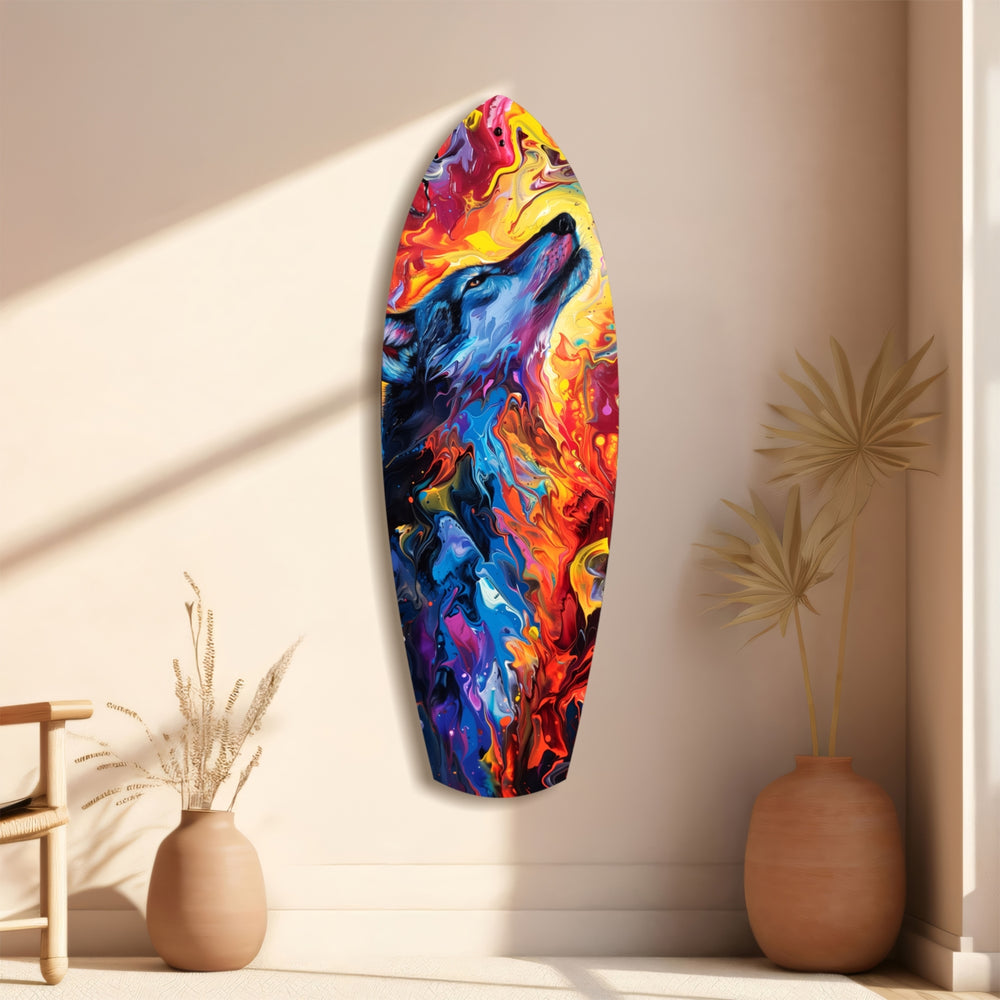 Alone Wolf V4 Glass Wall Art.