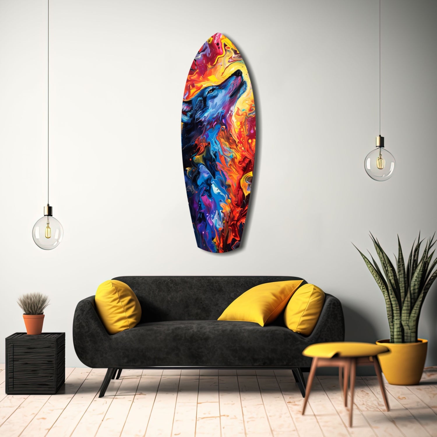 Alone Wolf V4 Glass Wall Art.