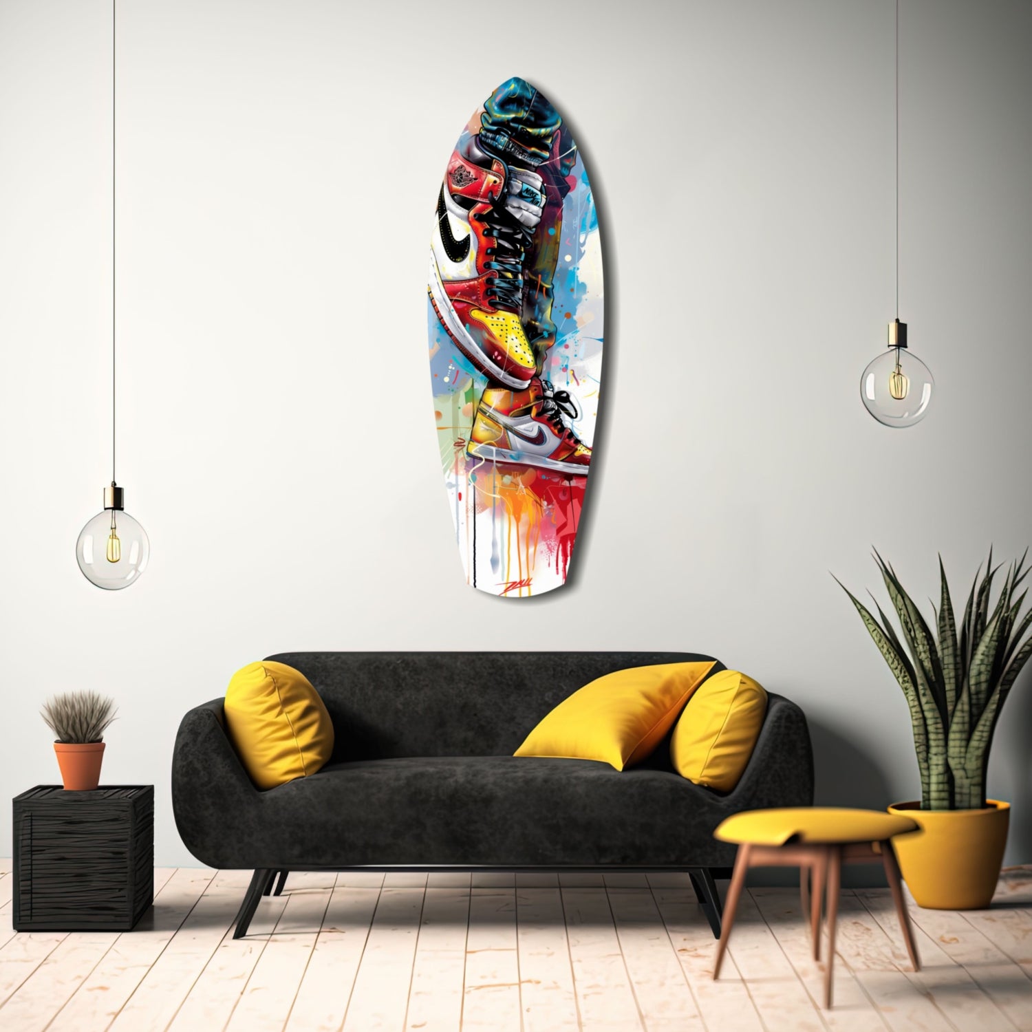 Sneakers Jump Glass Wall Art.