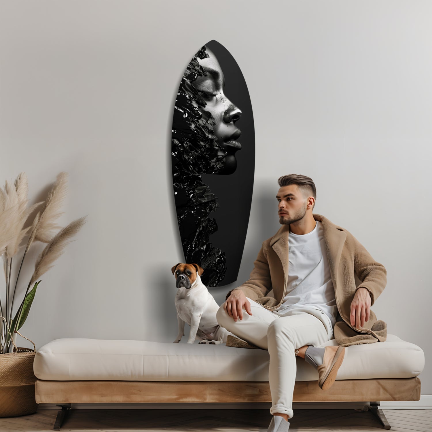 Graphite Glass Wall Art.