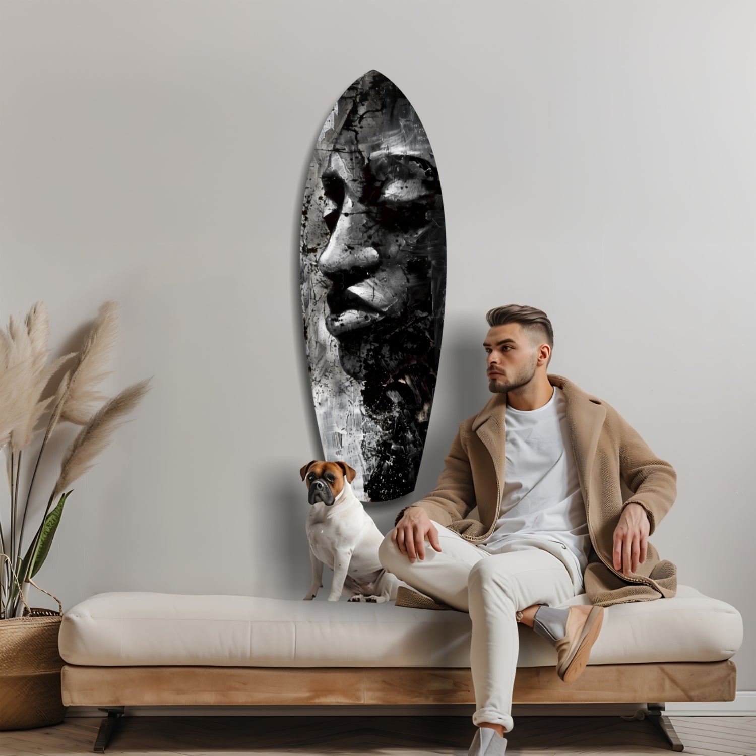 Graphite Woman Glass Wall Art.