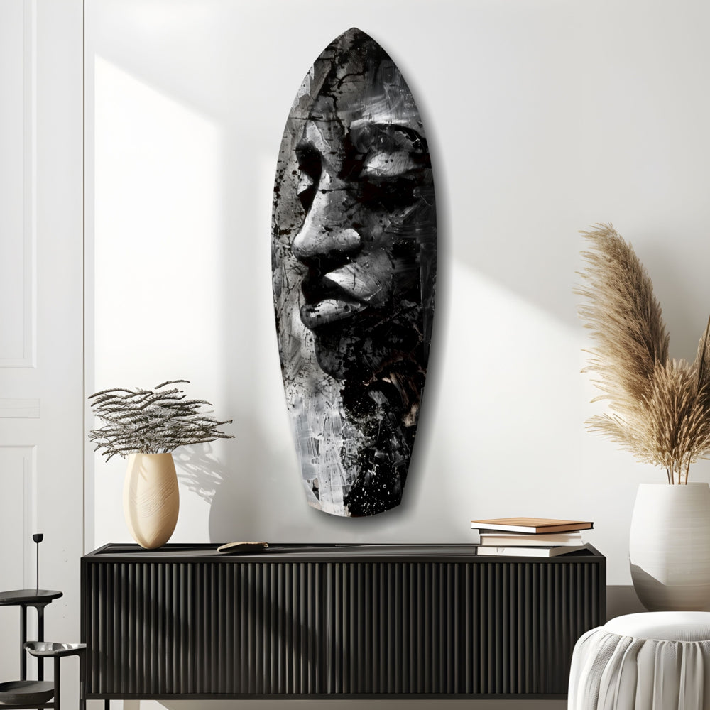 Graphite Woman Glass Wall Art.