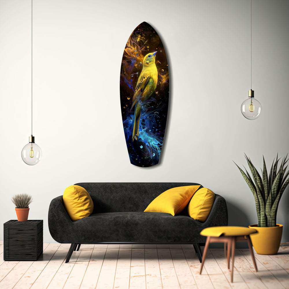 Yellow Bird Glass Wall Art.