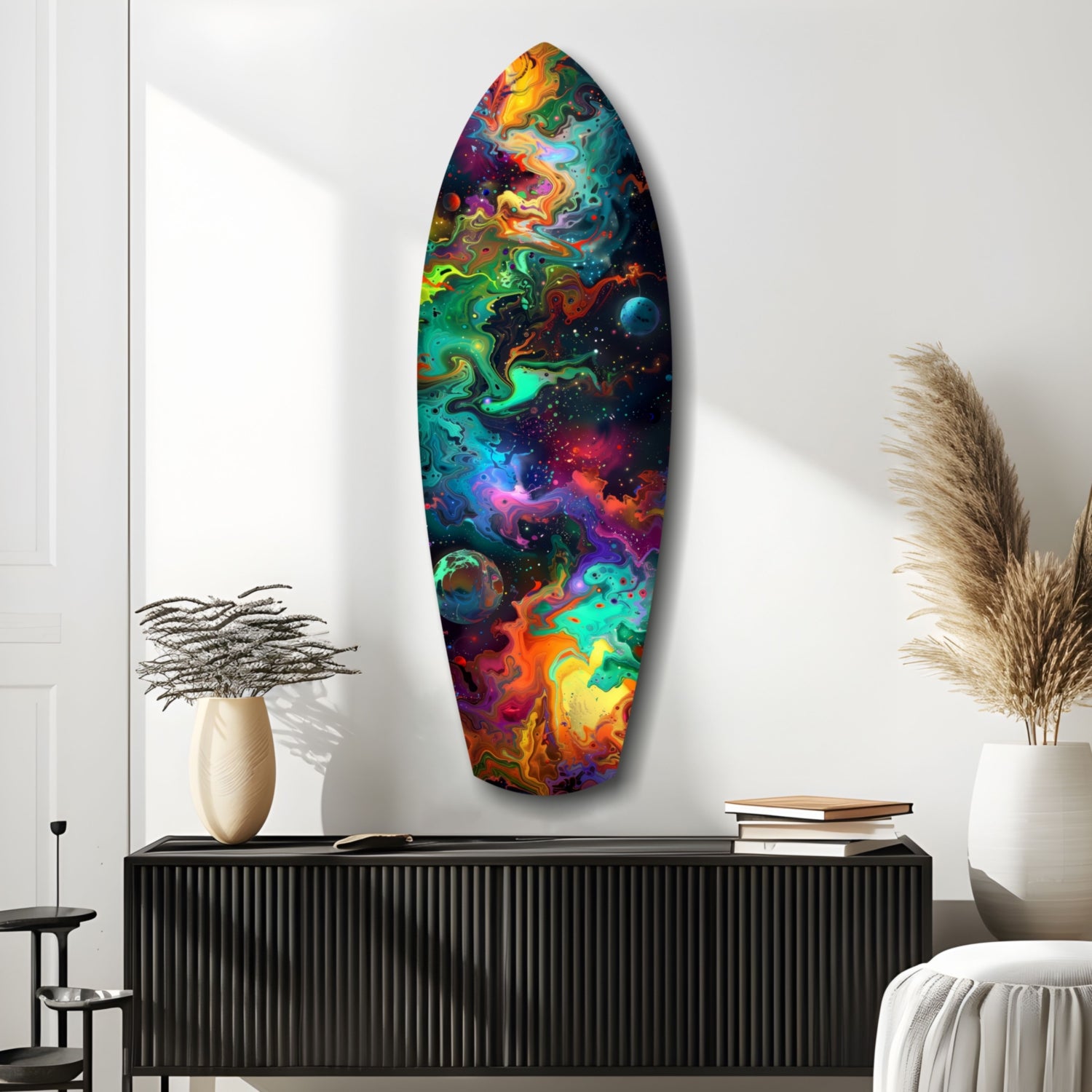Kinetic Cosmos Glass Wall Art.