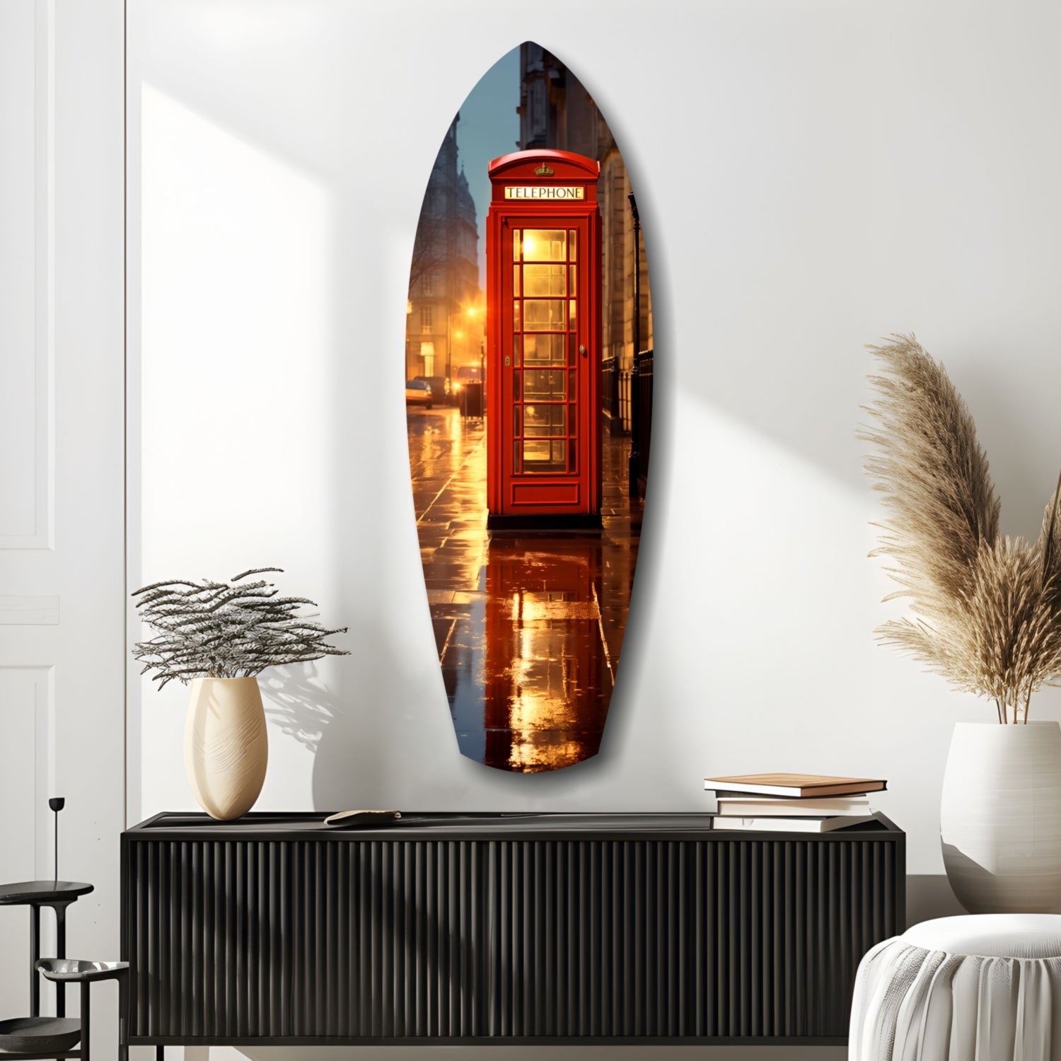 London Phone Booth Glass Wall Art.