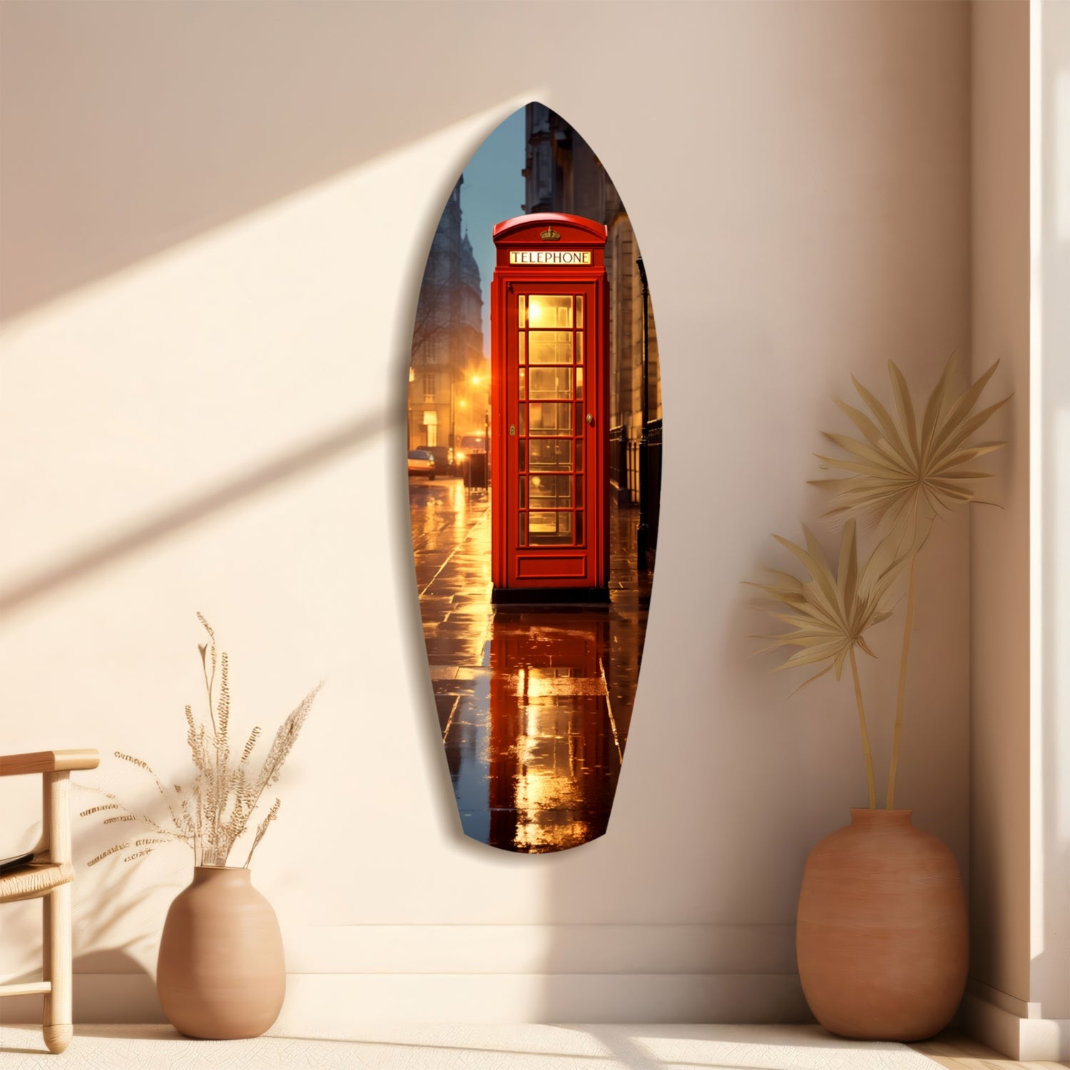 London Phone Booth Glass Wall Art.