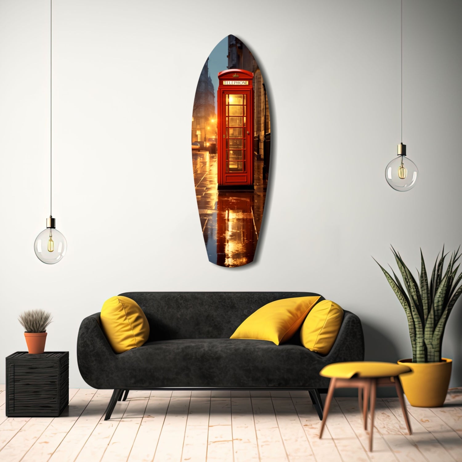 London Phone Booth Glass Wall Art.